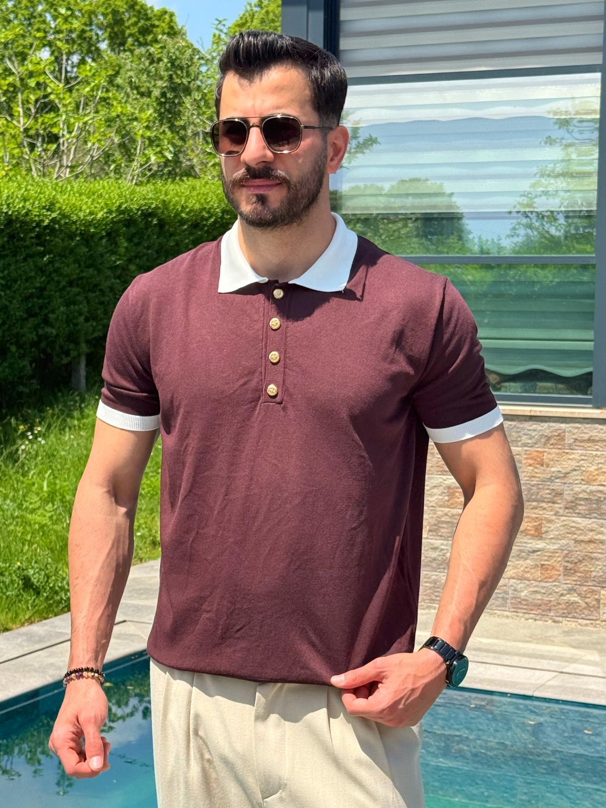 Kahverengi Old Money Premium Polo Yaka T-Shirt
