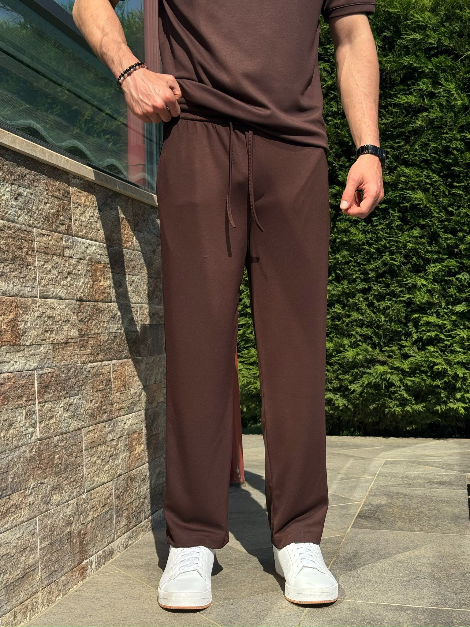 Kahverengi Osyh Kumaş Baggy Eşofman