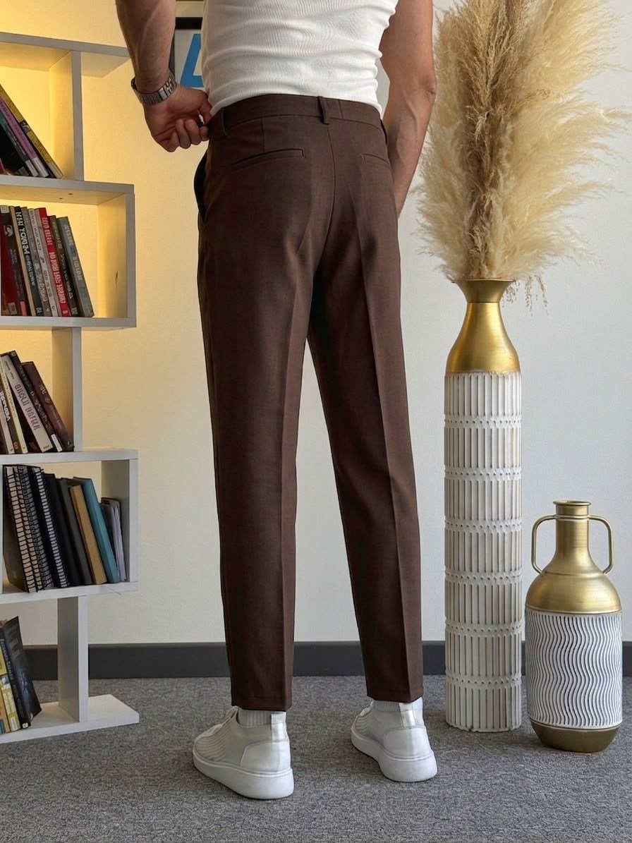 Kahverengi Regular Kesim Kumaş Pantolon
