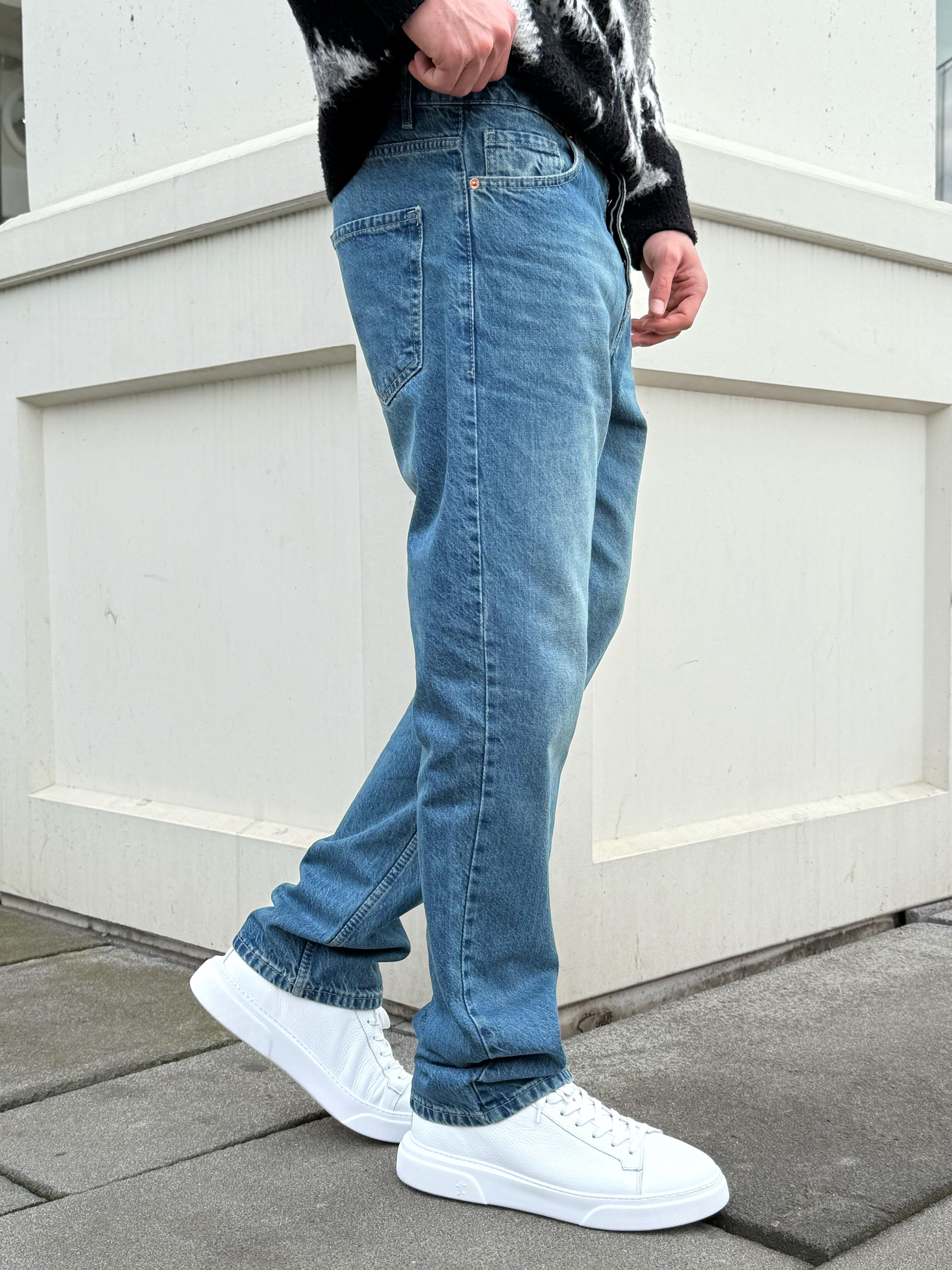 Klasik Mavi Regular Kalıp Kot Pantolon Jeans
