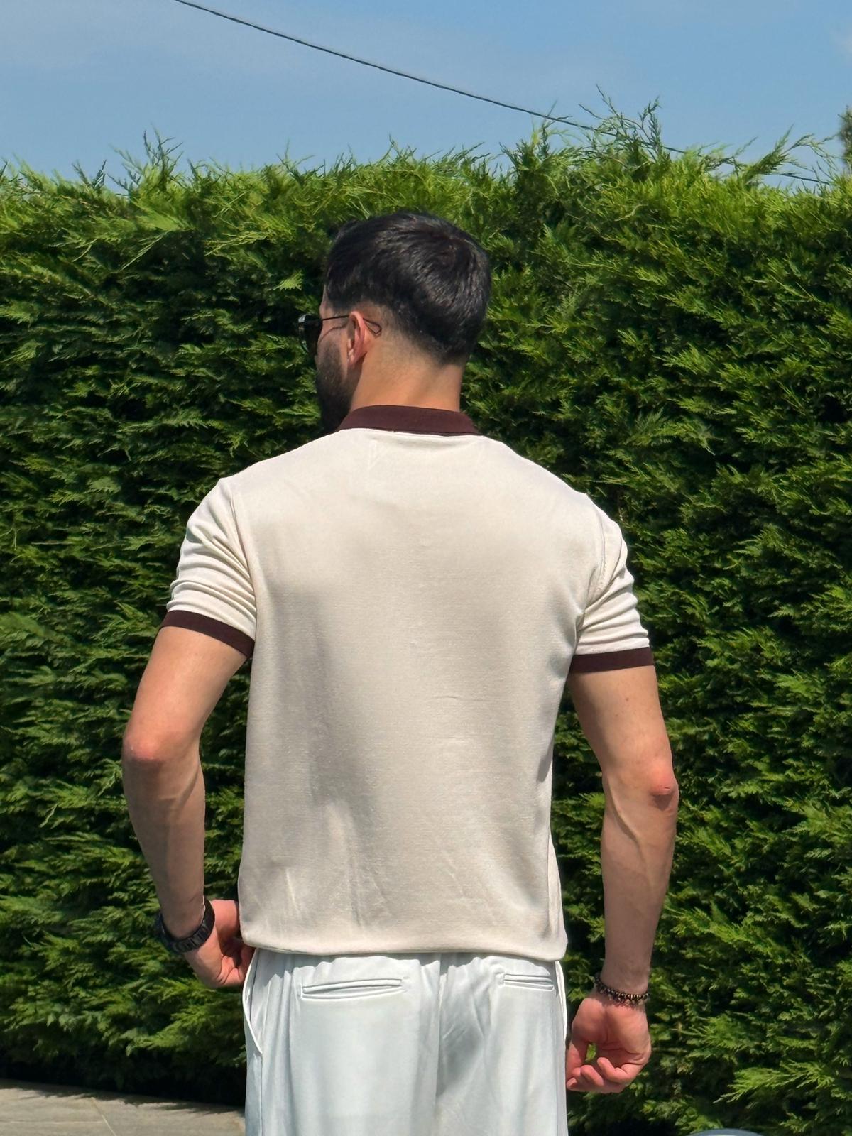 Krem Old Money Premium Polo Yaka T-Shirt
