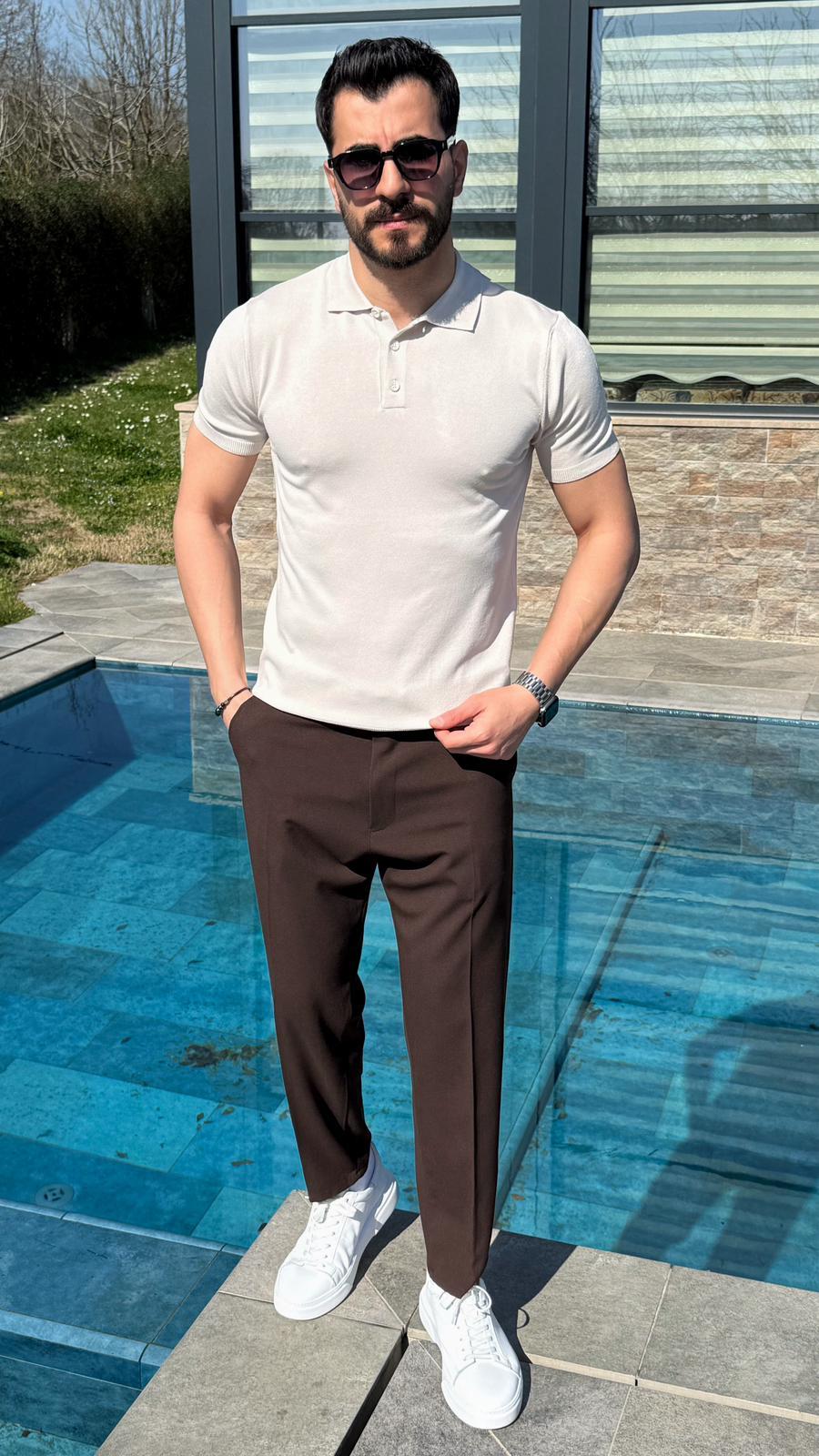 Krem Yazlık Worteks Polo Yaka Düğmeli T-Shirt