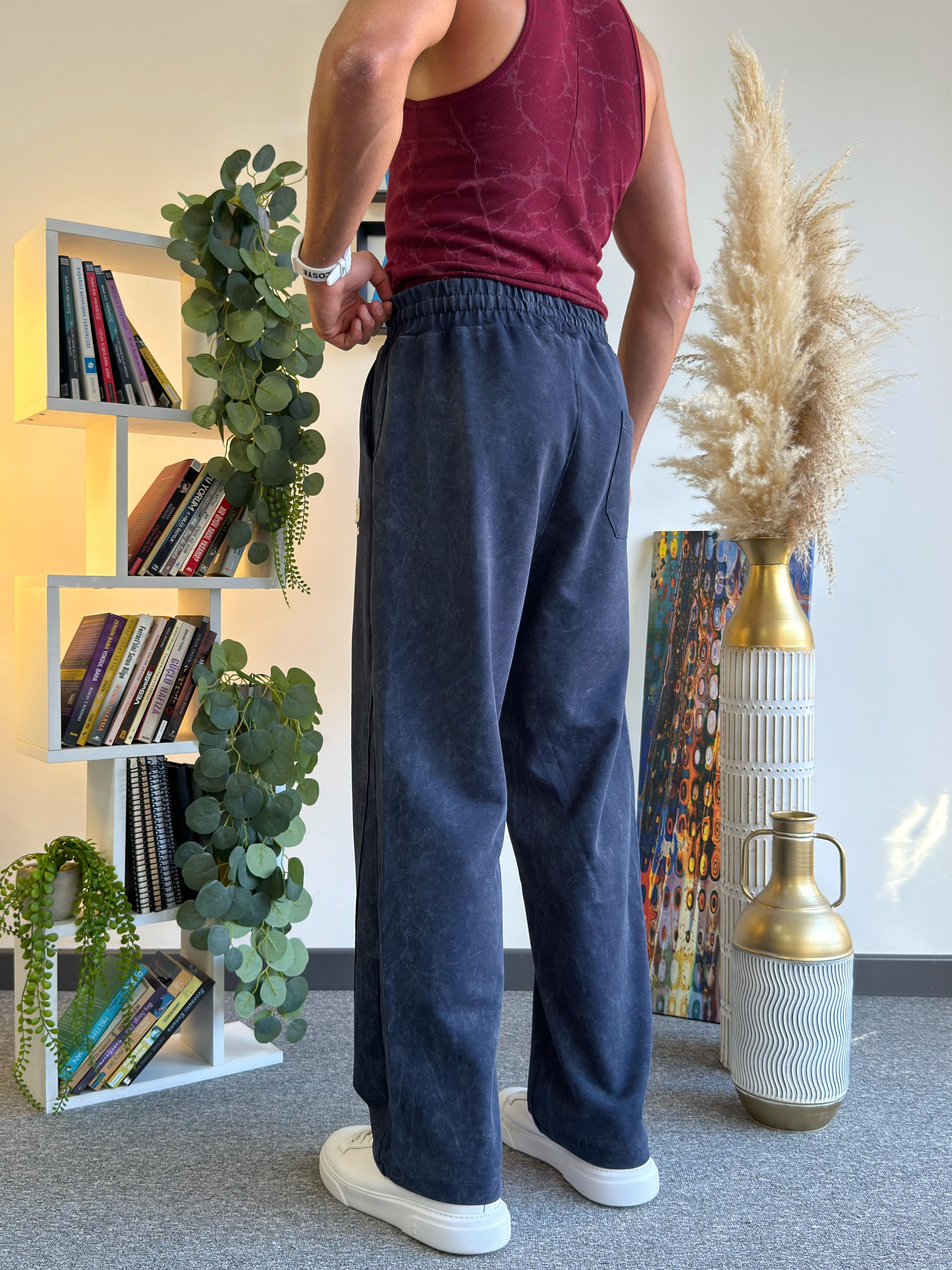 Lacivert Build Nakışlı Baggy Eşofman