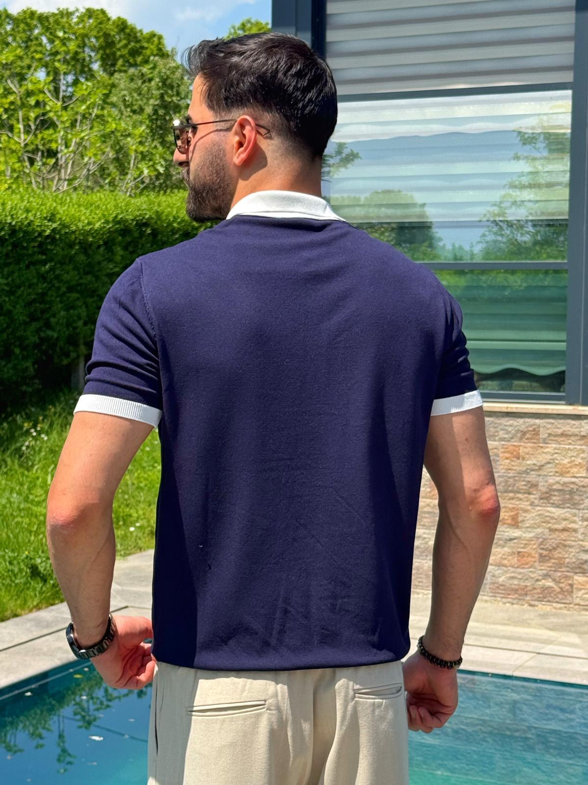 Lacivert Old Money Premium Polo Yaka T-Shirt