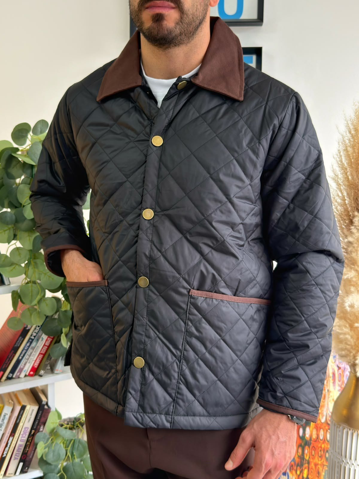 Lacivert Oxford Kapitone Ceket