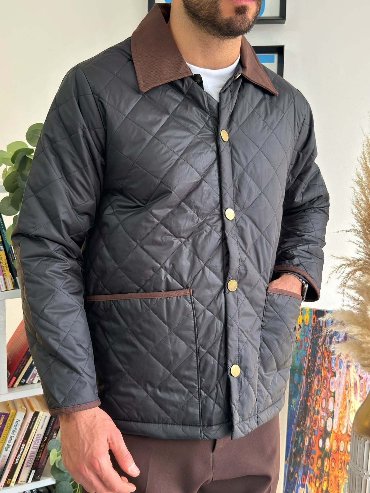 Lacivert Oxford Kapitone Ceket