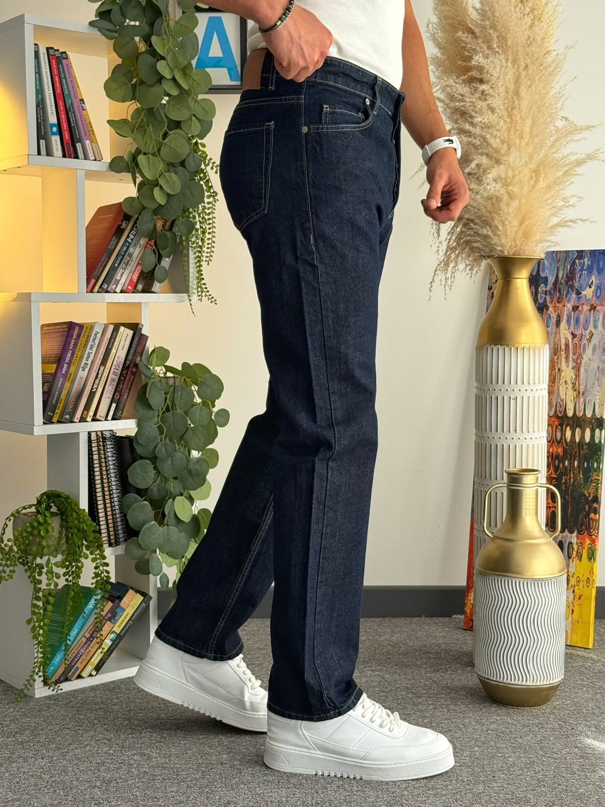 Lacivert Regular Kalıp Kot Pantolon Jeans
