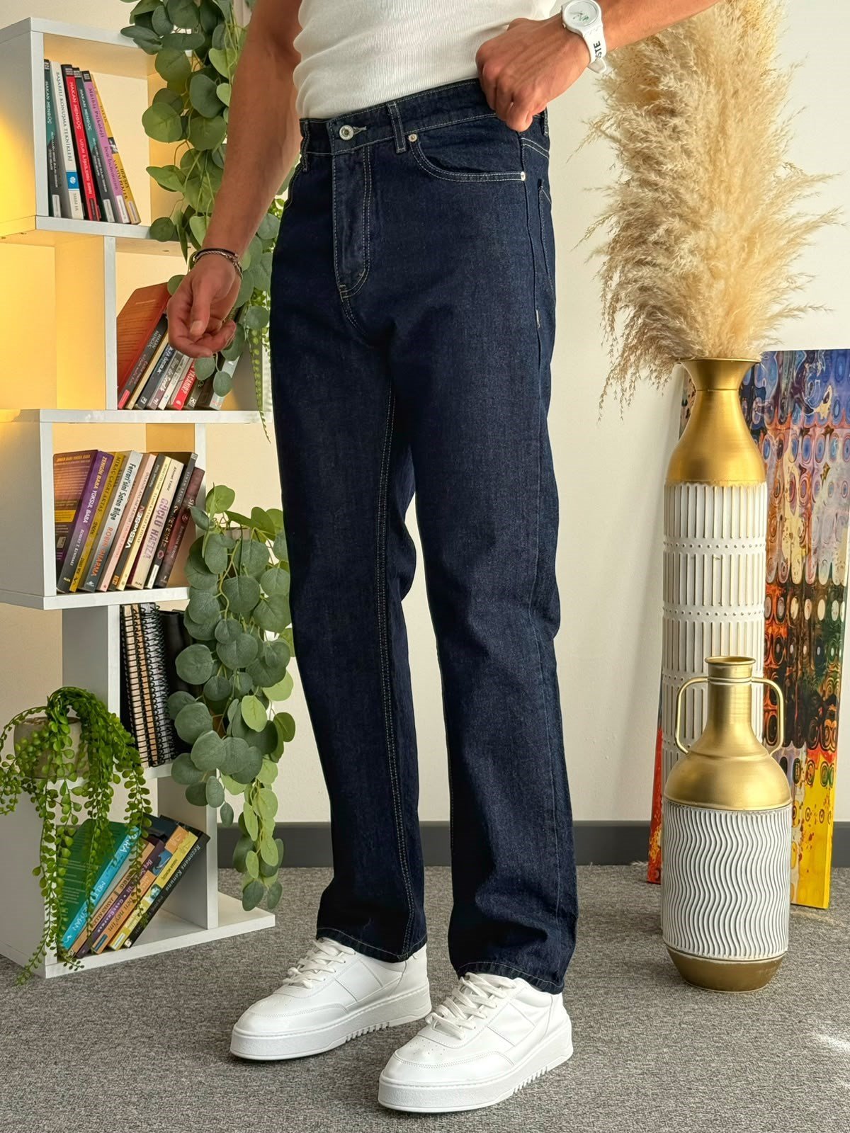 Lacivert Regular Kalıp Kot Pantolon Jeans