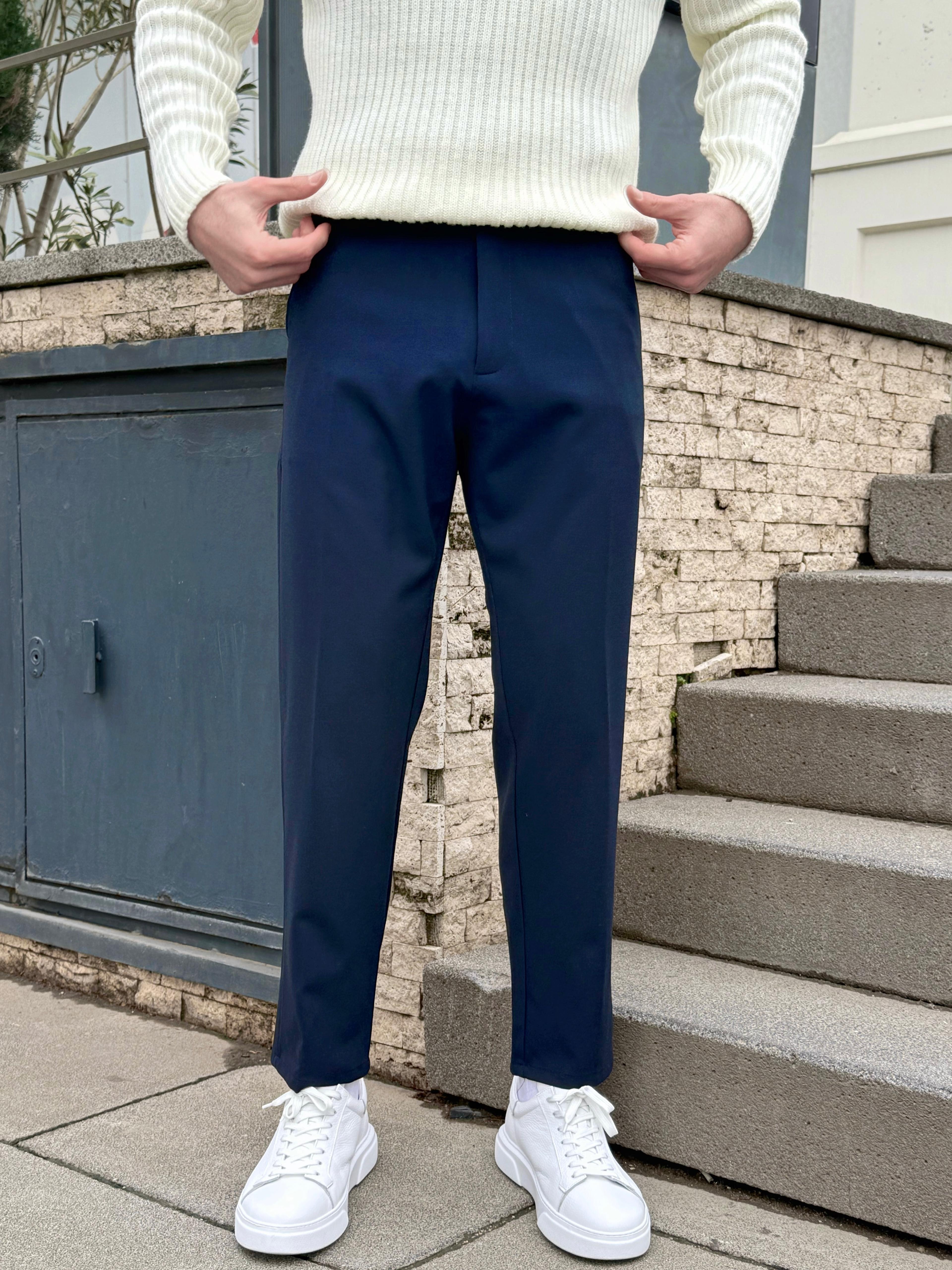 Lacivert Regular Kesim Kumaş Pantolon