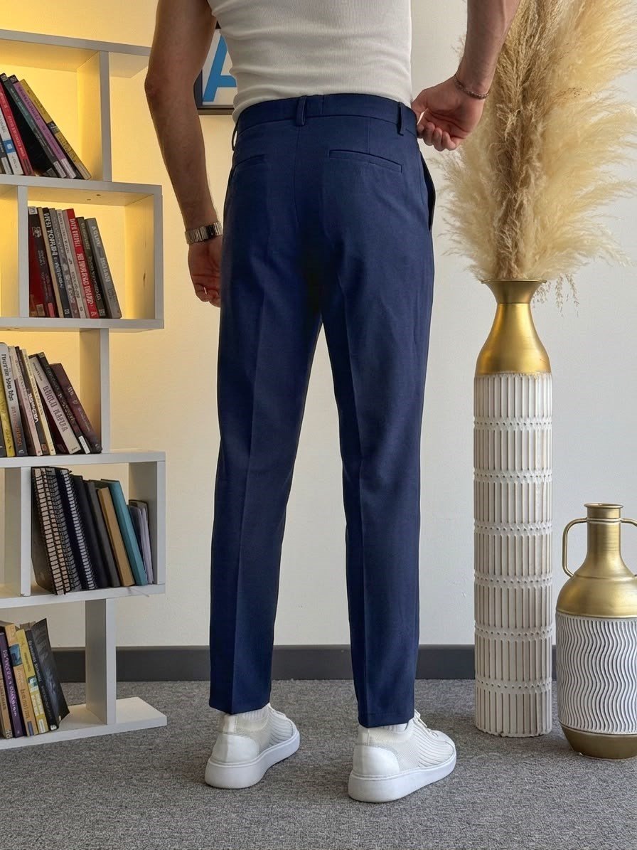 Lacivert Regular Kesim Kumaş Pantolon