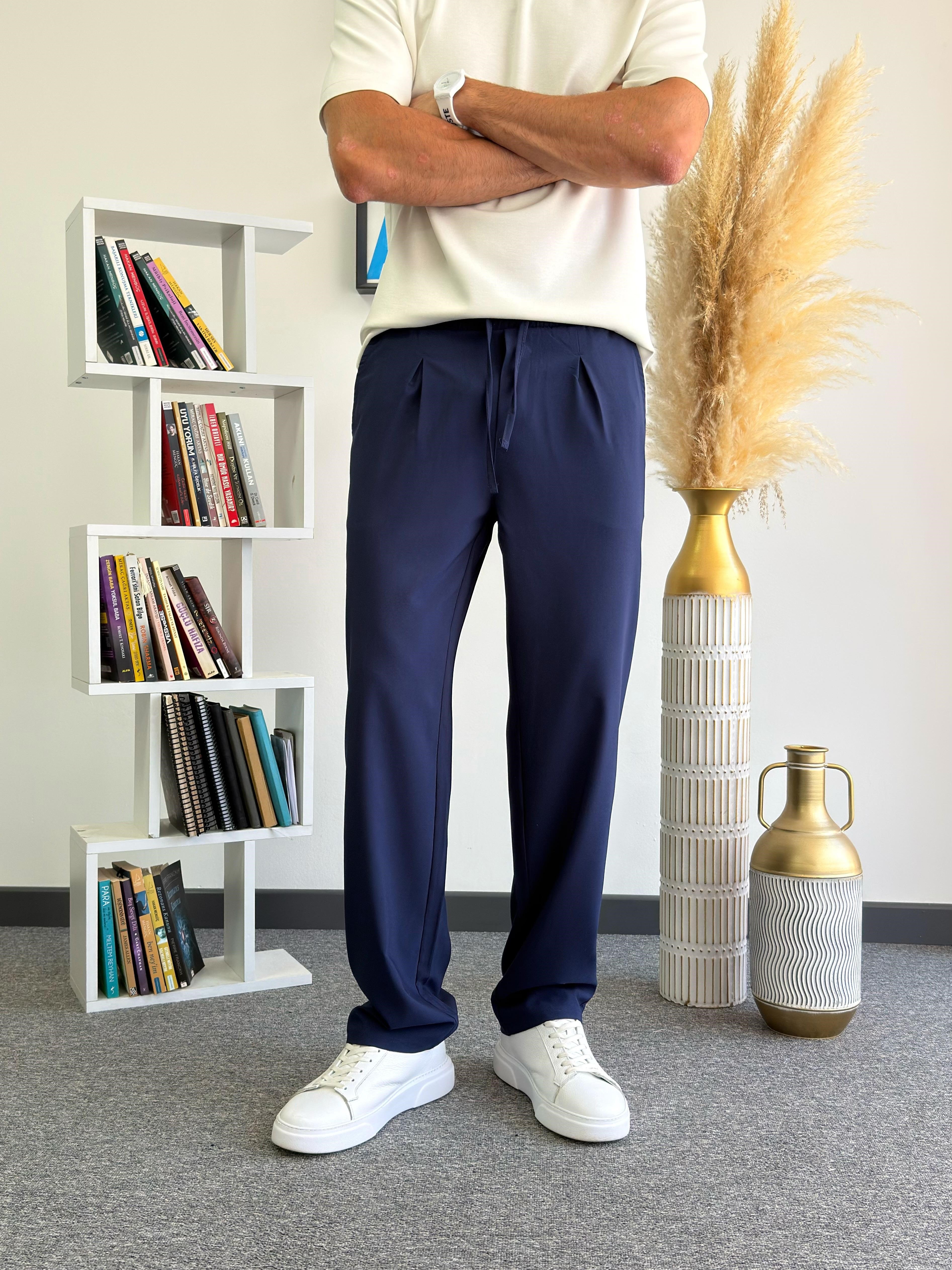 Lacivert Ultra Hafif Milano Paraşüt Kumaş Baggy Pantolon