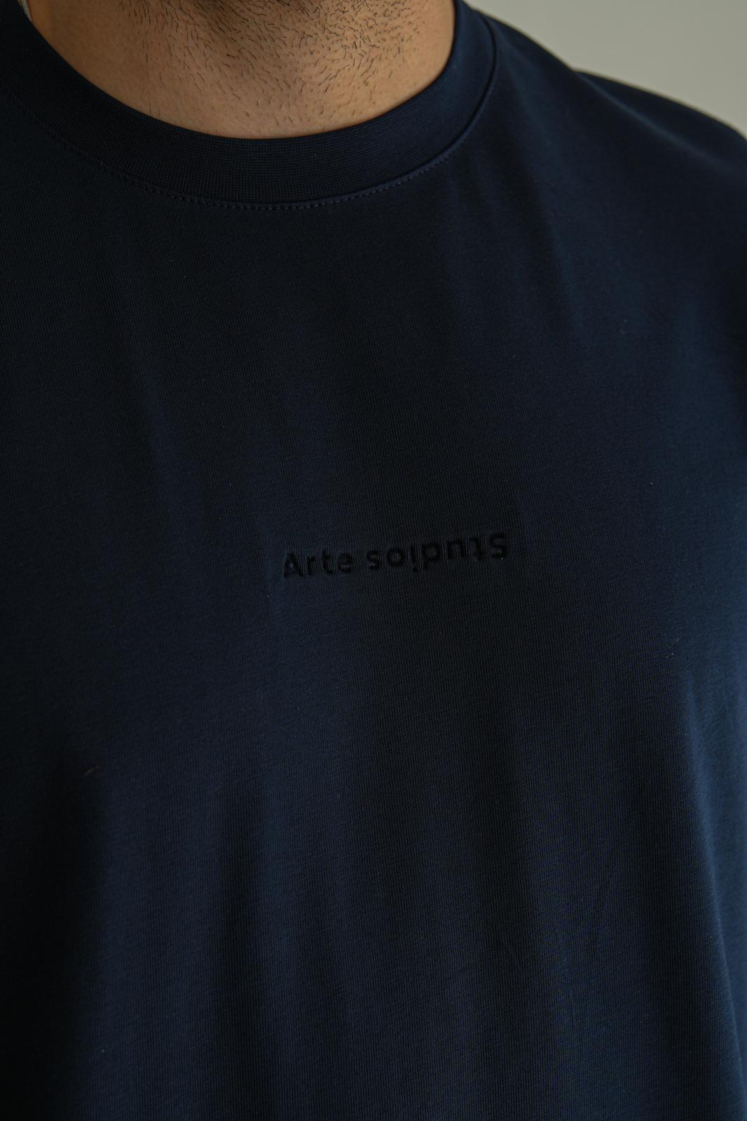 Lacivert Yazlık Minimal Nakışlı Premium Basic T-Shirt