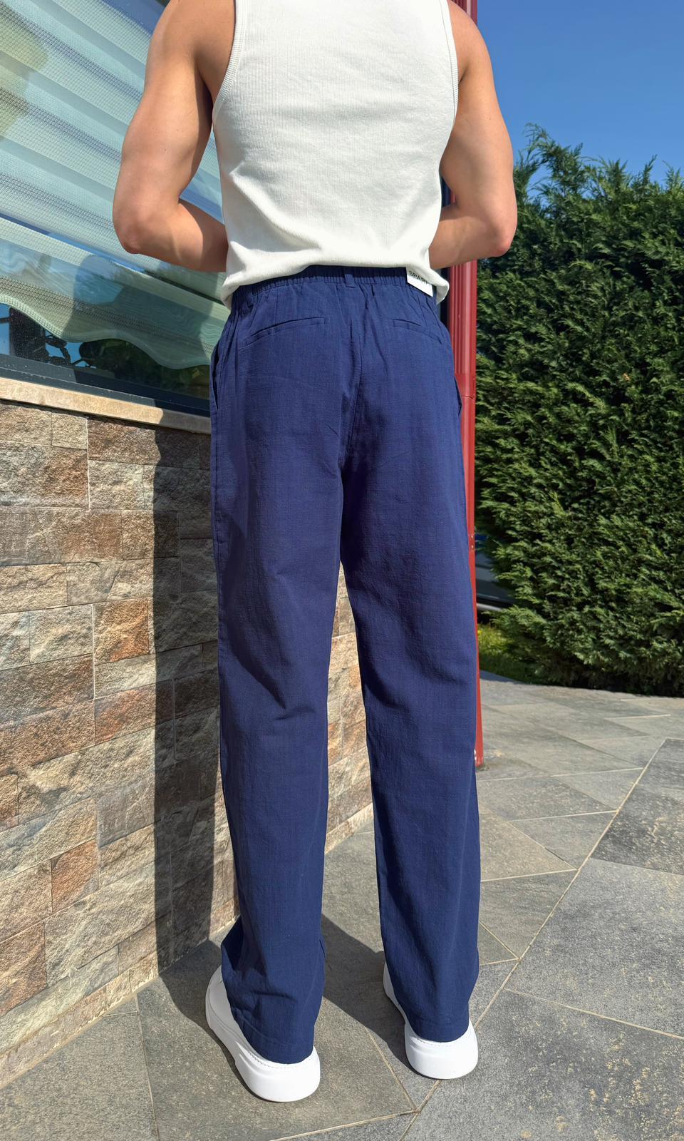 Lacivert Yazlık Premium Keten Baggy Pantolon