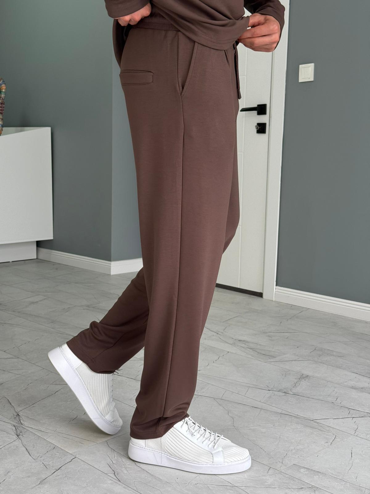 Osyh Kumaş Urban Polo Yaka Takım Kahverengi