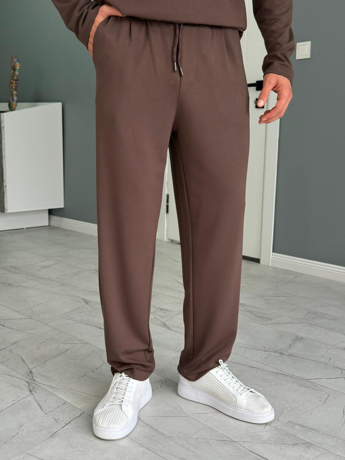 Osyh Kumaş Urban Polo Yaka Takım Kahverengi