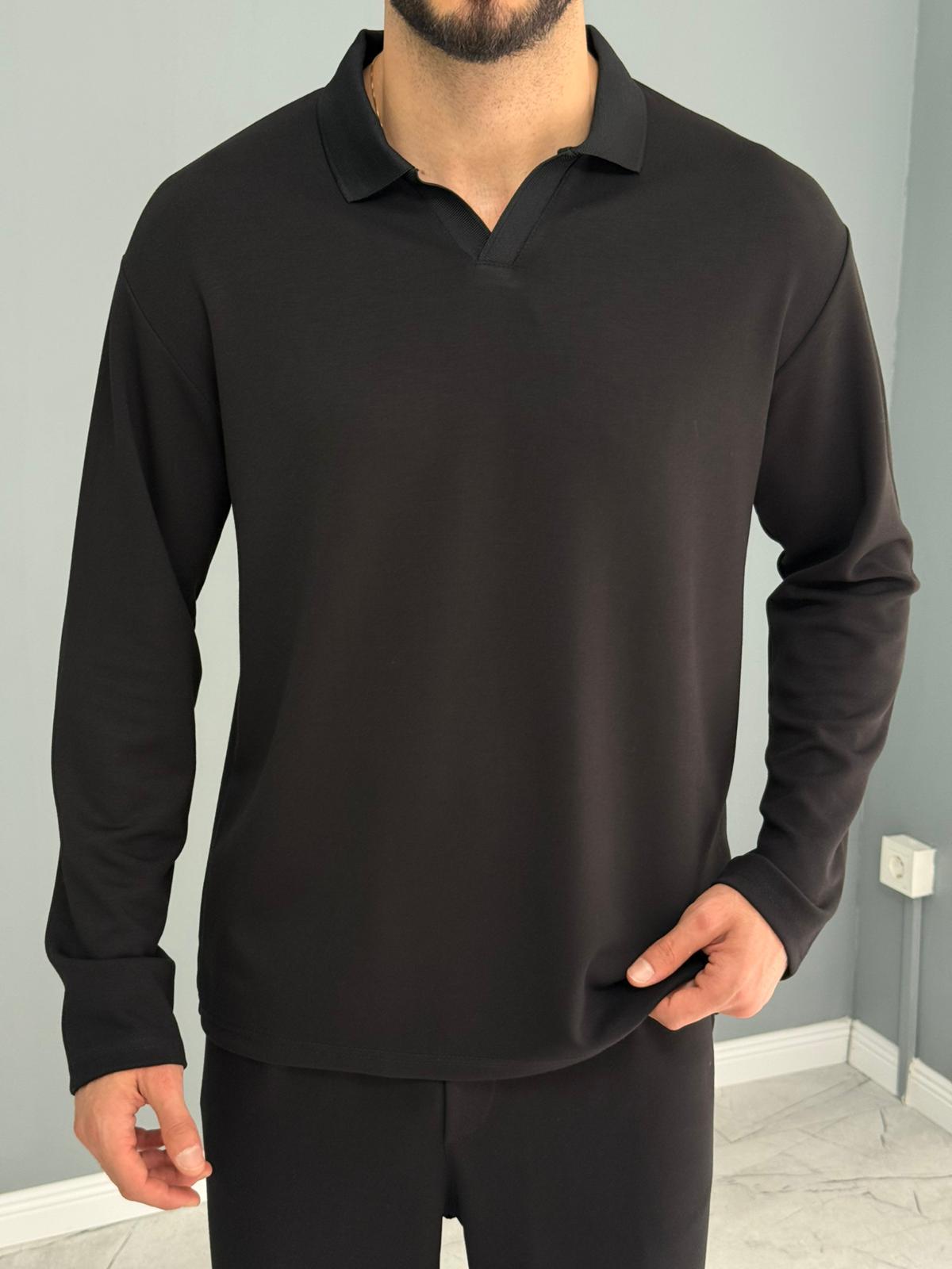 Osyh Kumaş Urban Polo Yaka Takım Siyah