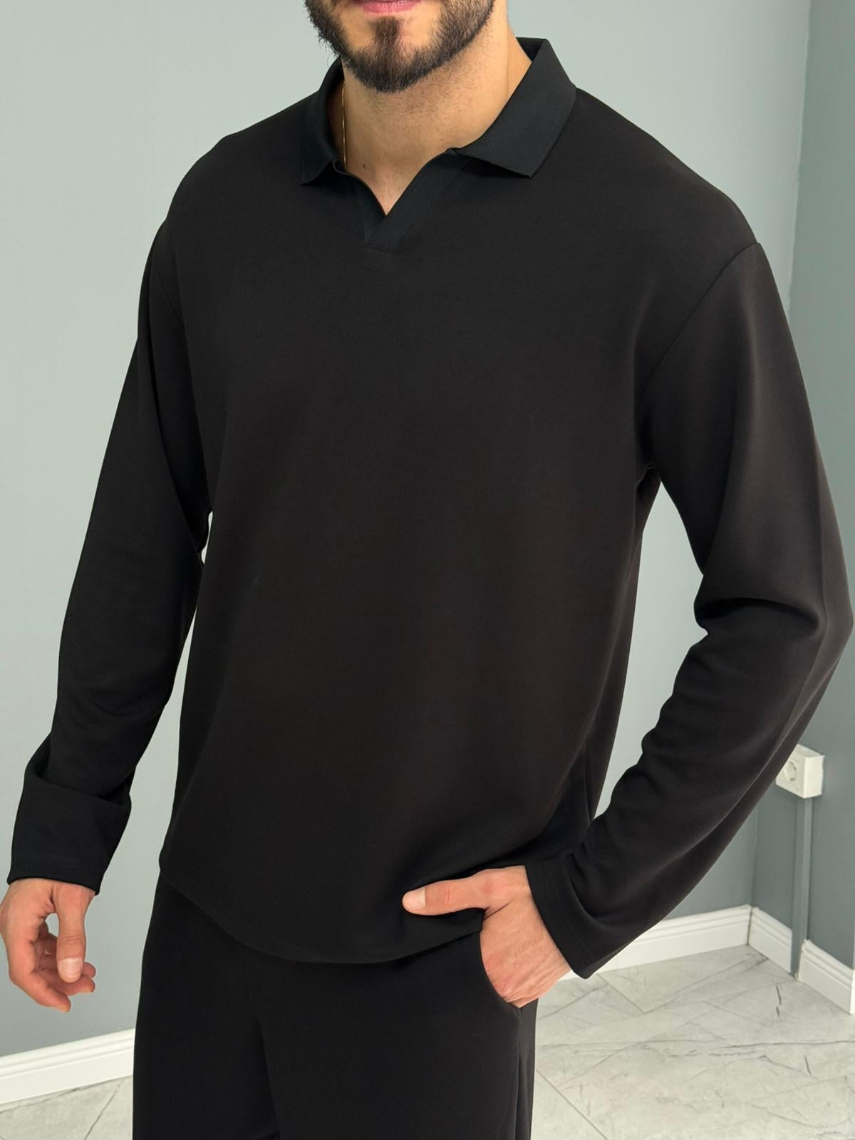 Osyh Kumaş Urban Polo Yaka Takım Siyah