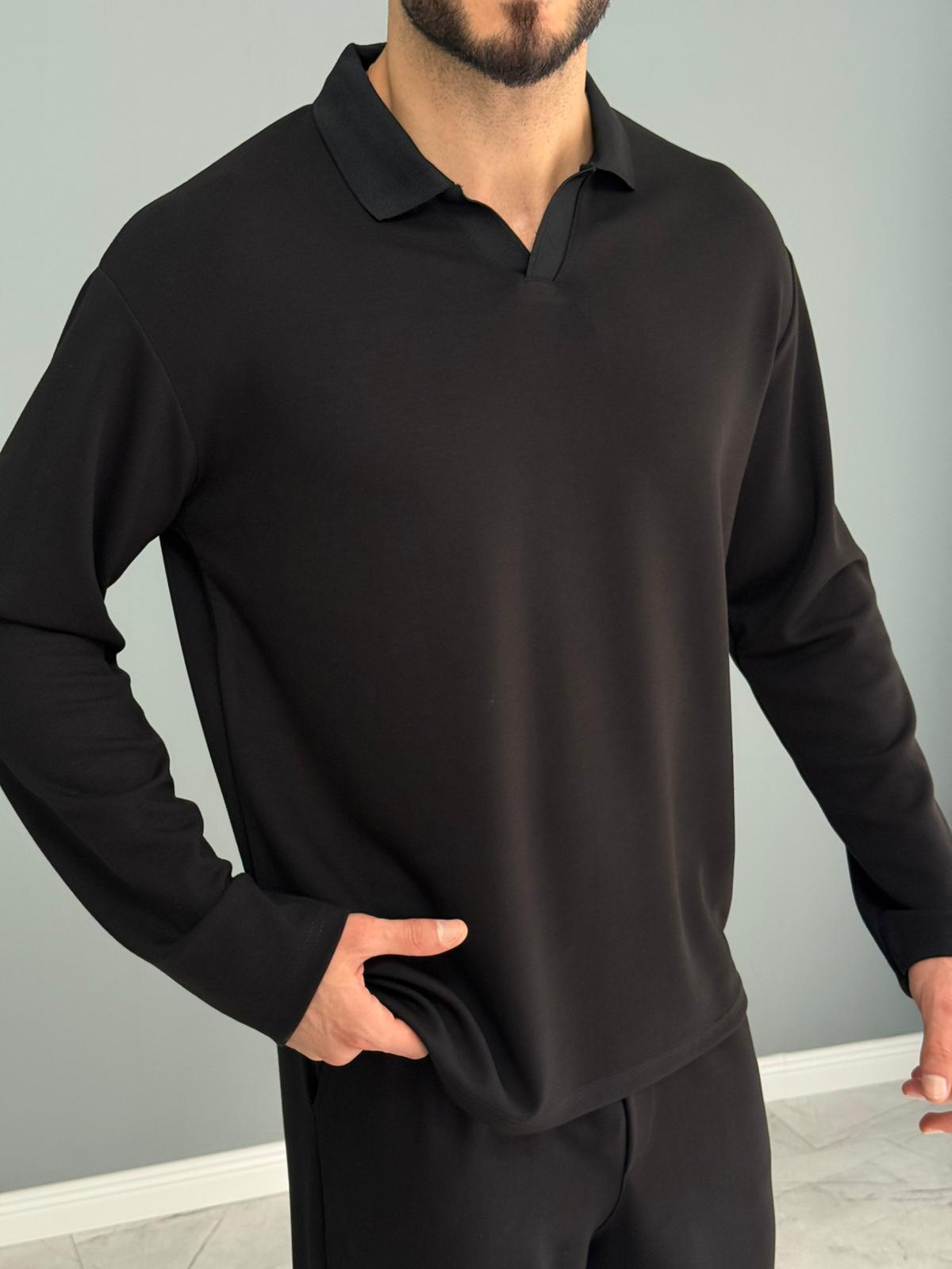 Osyh Kumaş Urban Polo Yaka Takım Siyah