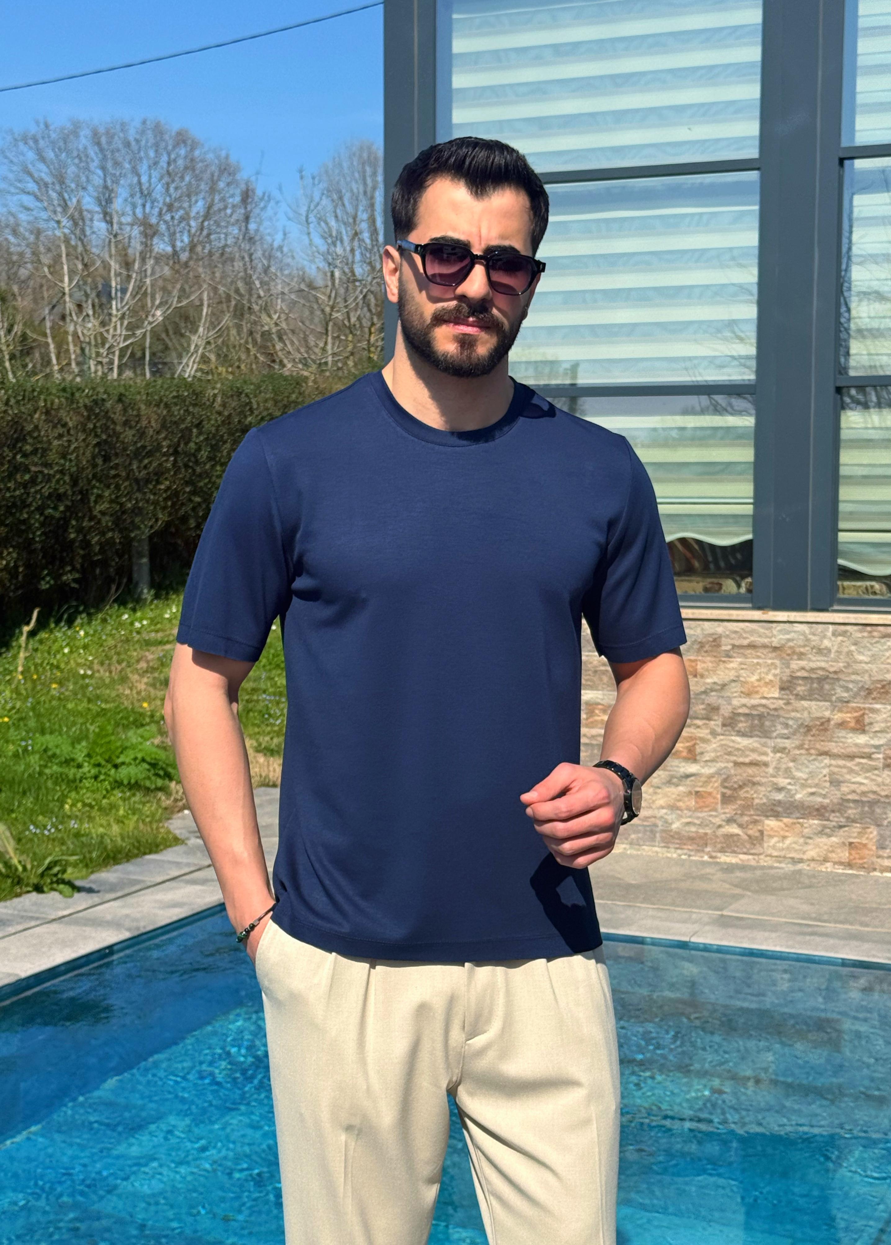 Oysh Kumaş T-Shirt Lacivert