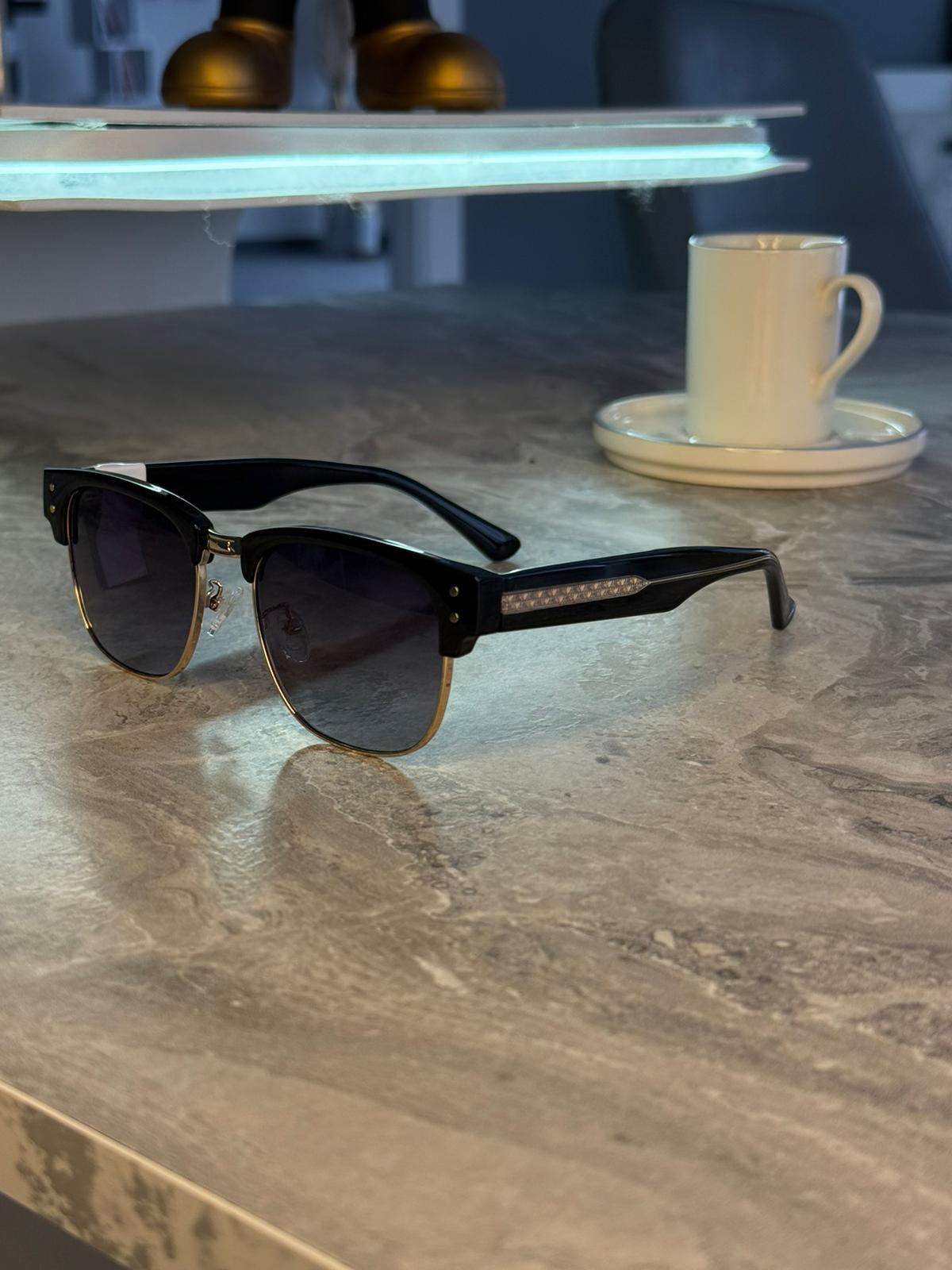 Retro Gold Clubmaster Premium Güneş Gözlüğü