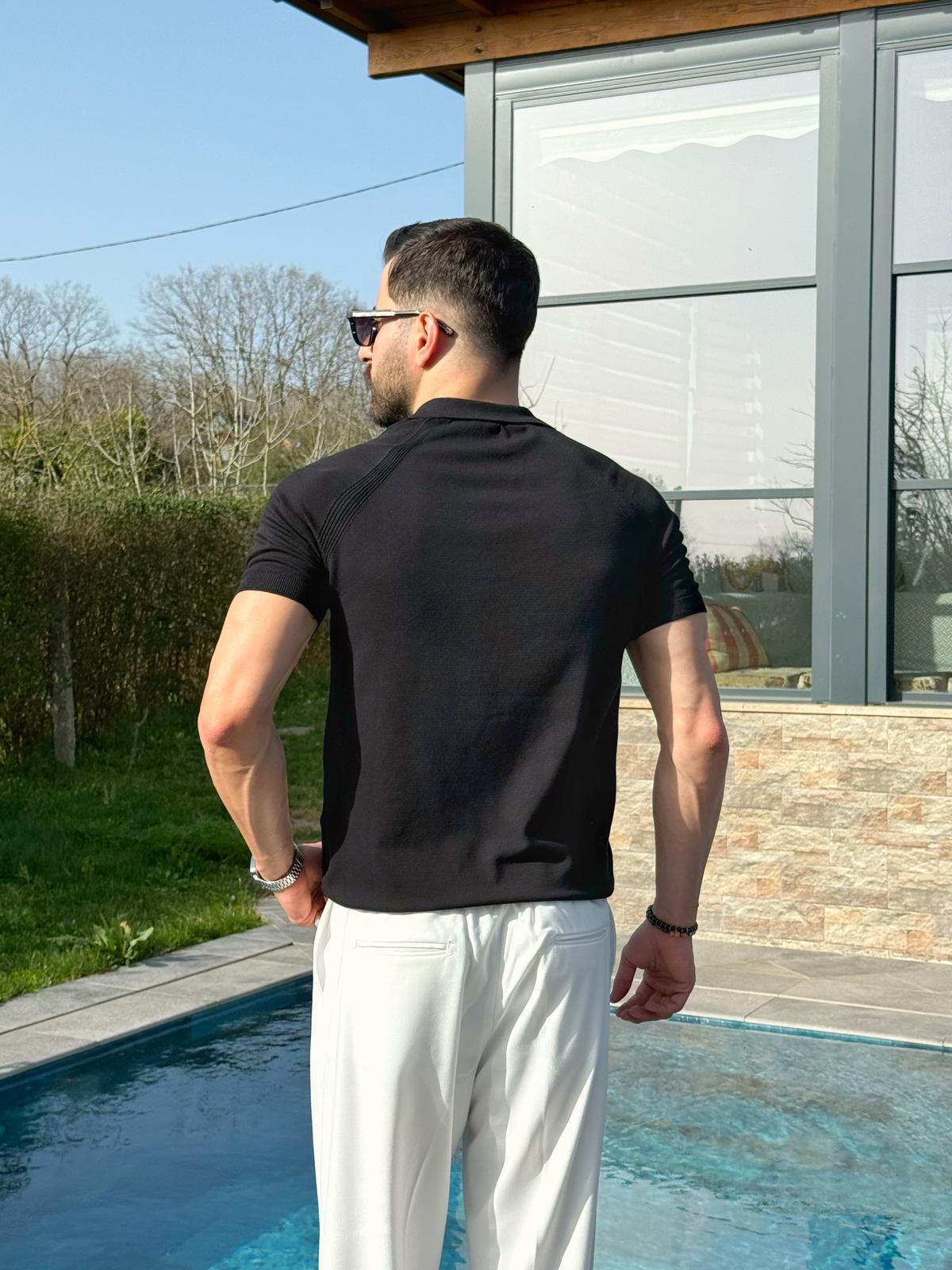 Siyah Monaco Triko Polo T-Shirt
