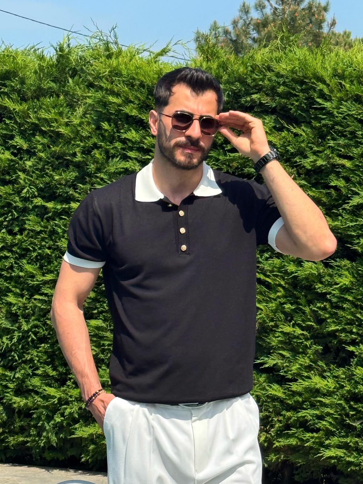 Siyah Old Money Premium Polo Yaka T-Shirt