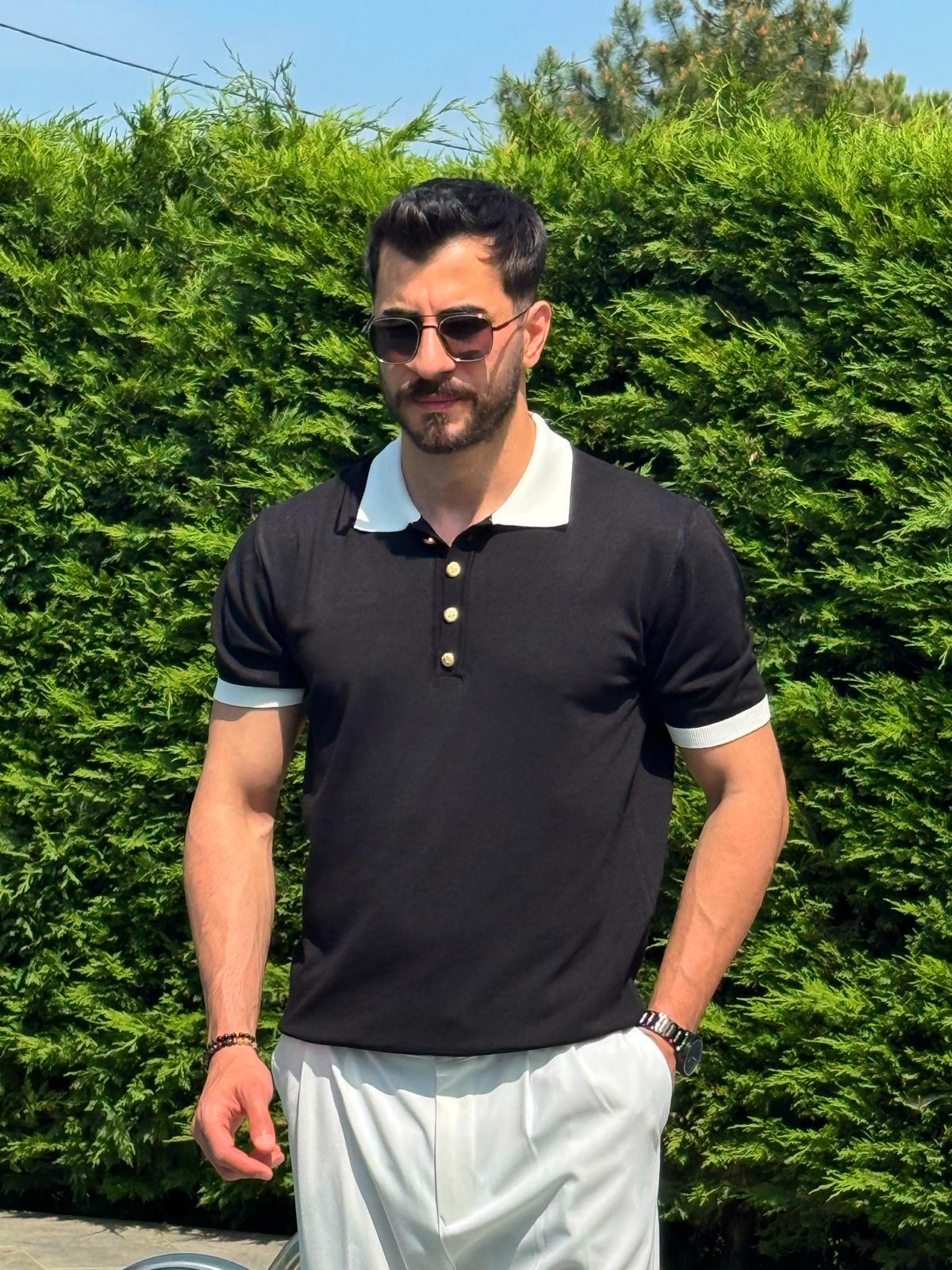 Siyah Old Money Premium Polo Yaka T-Shirt