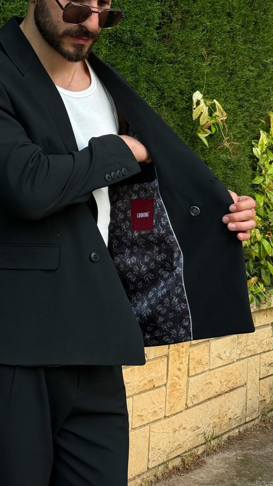 Siyah Oversize Kruvaze Takım