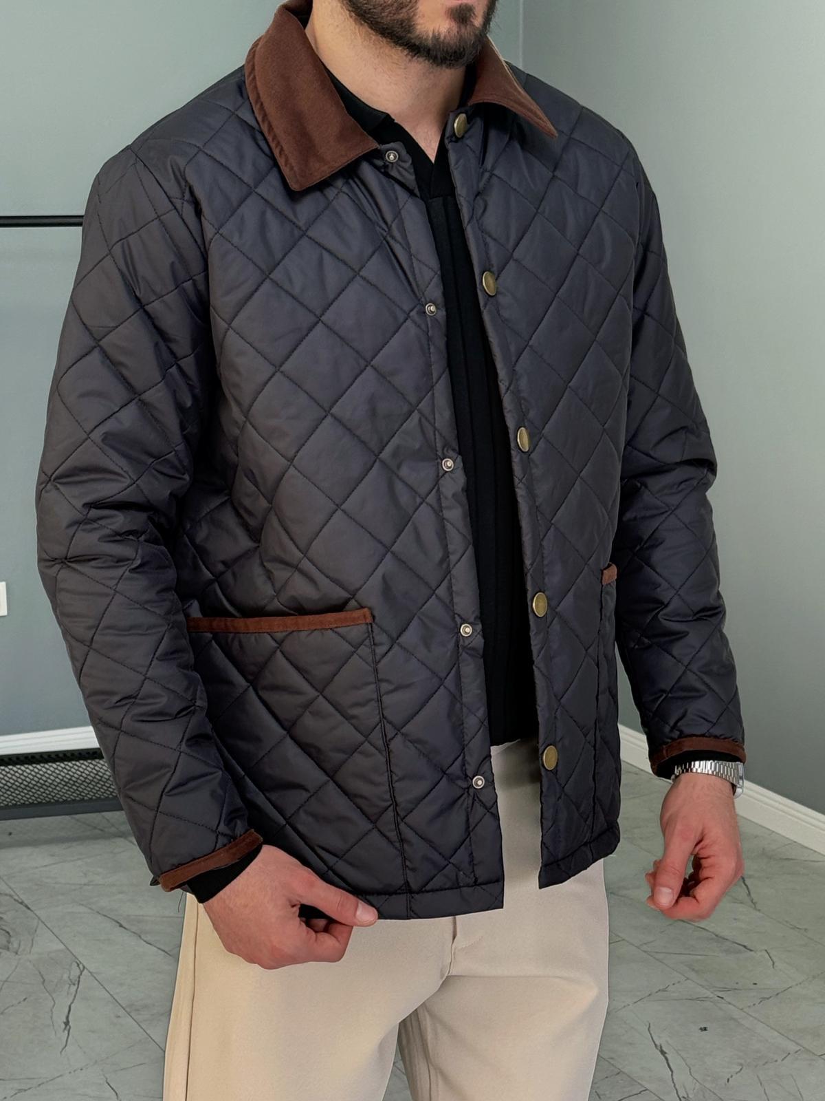 Siyah Oxford Kapitone Ceket
