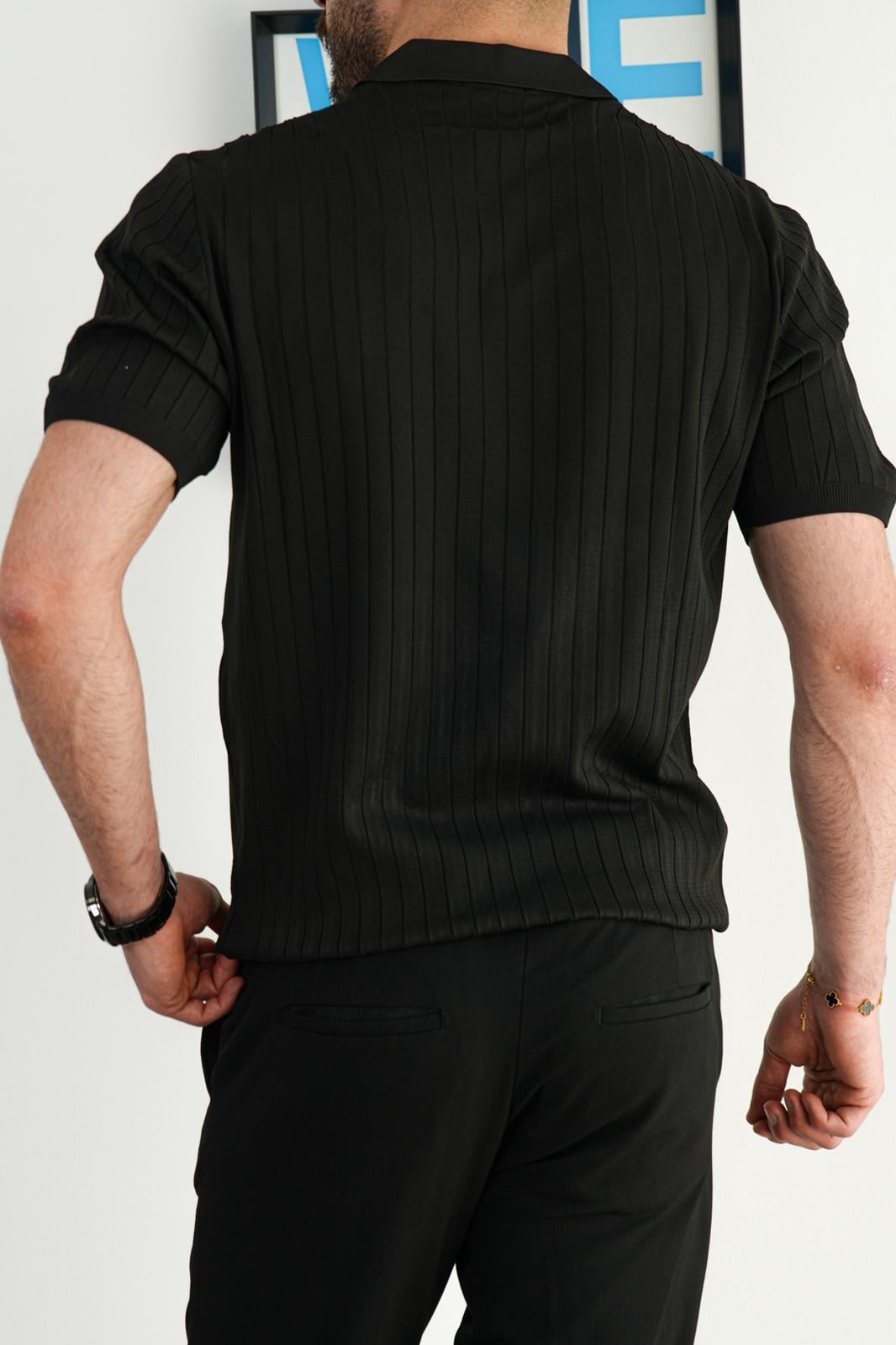 Siyah Premium Yazlık Pamuklu Fit Polo T-Shirt