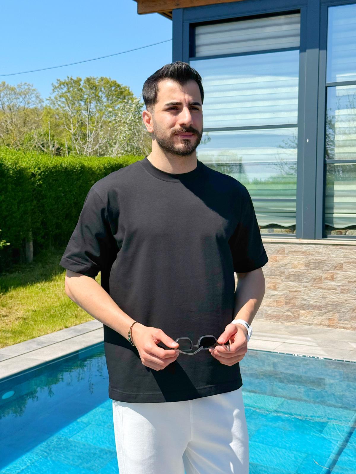 Siyah Yazlık Basic Oversize T-Shirt