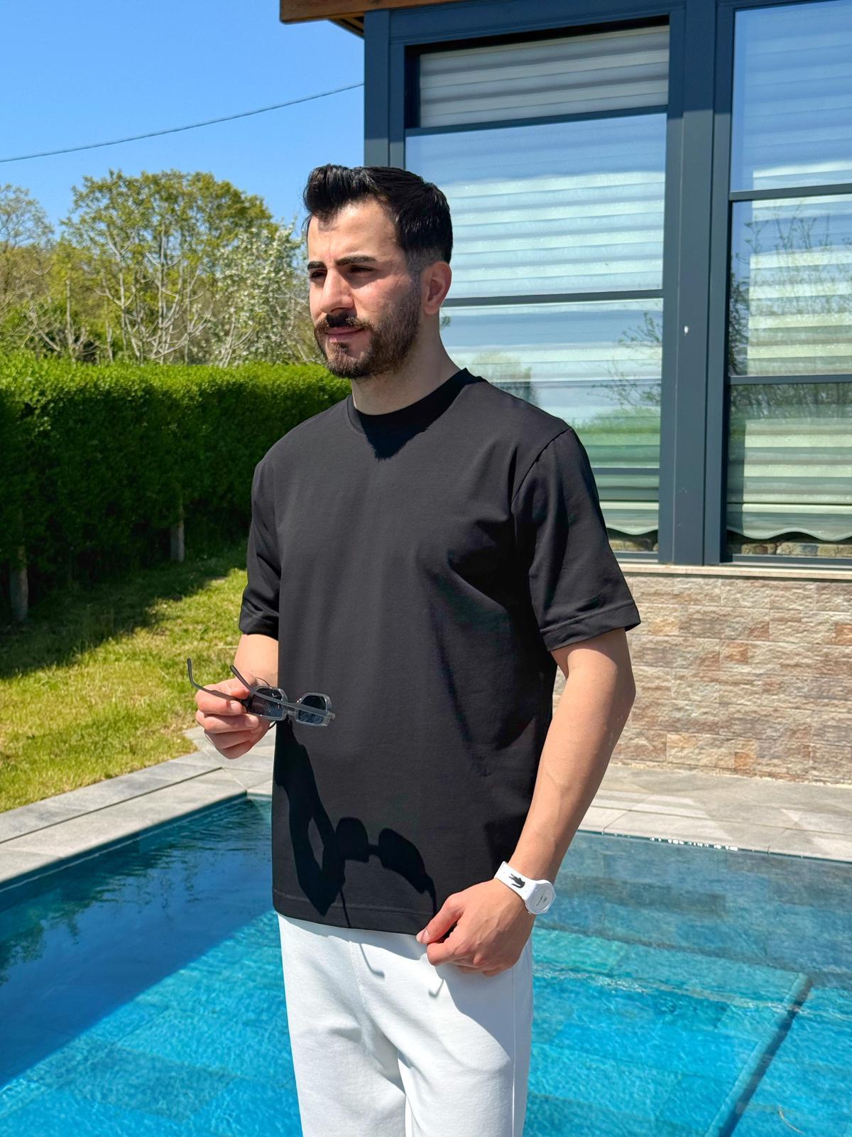 Siyah Yazlık Basic Oversize T-Shirt