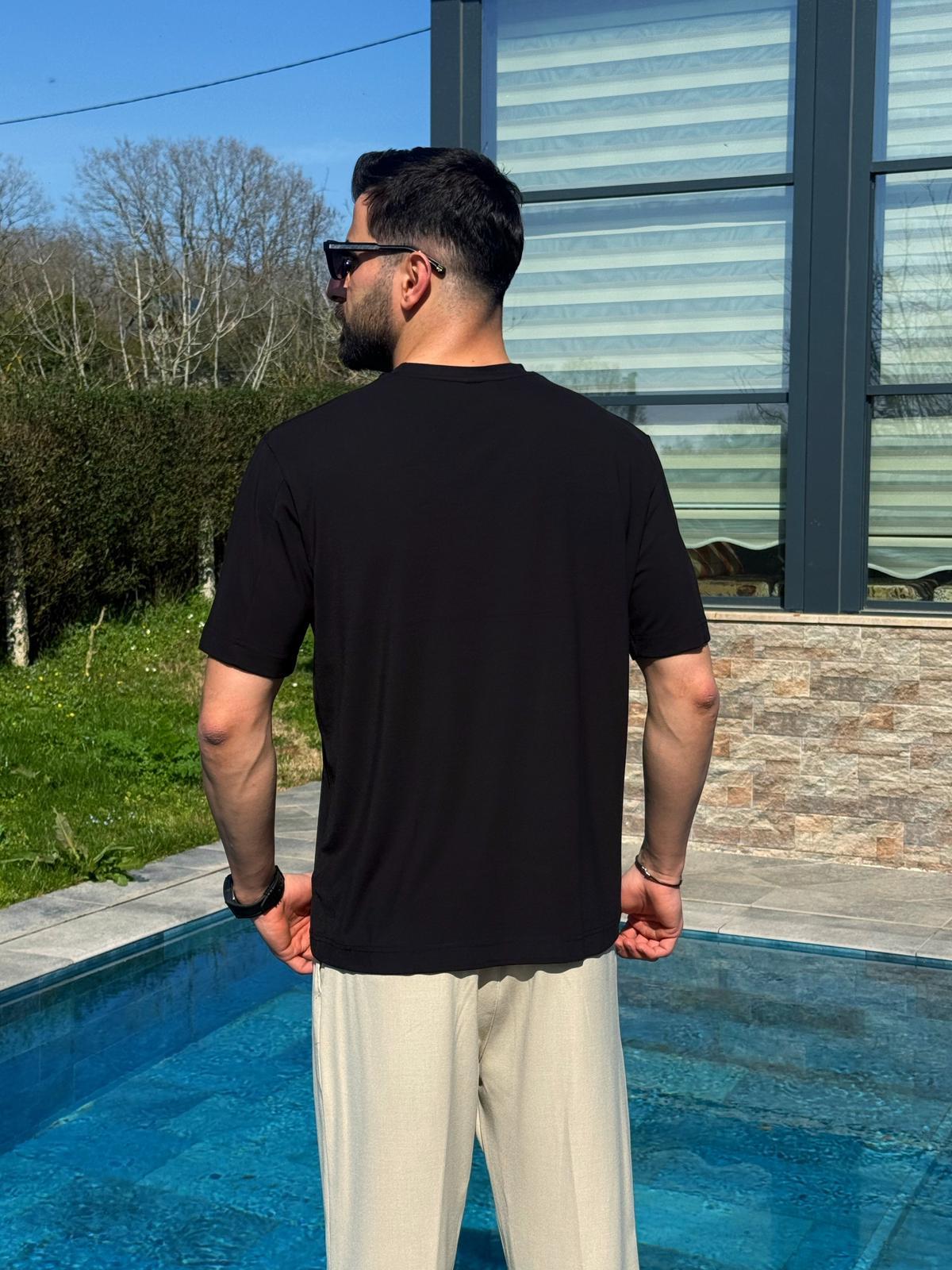 Siyah Yazlık Zarif Tensel T-Shirt