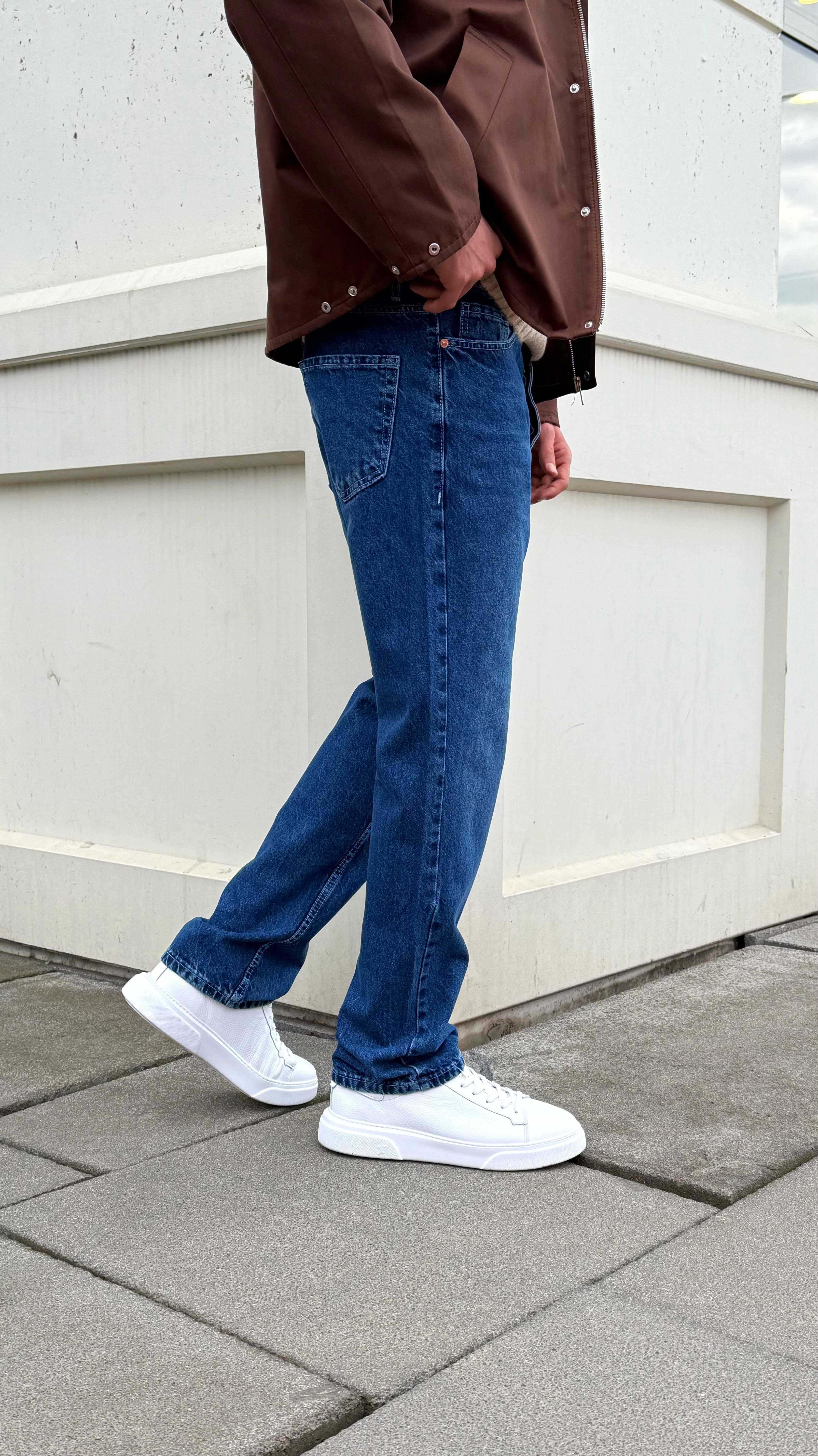 Vintage Açık Mavi Regular Kalıp Kot Pantolon Jeans