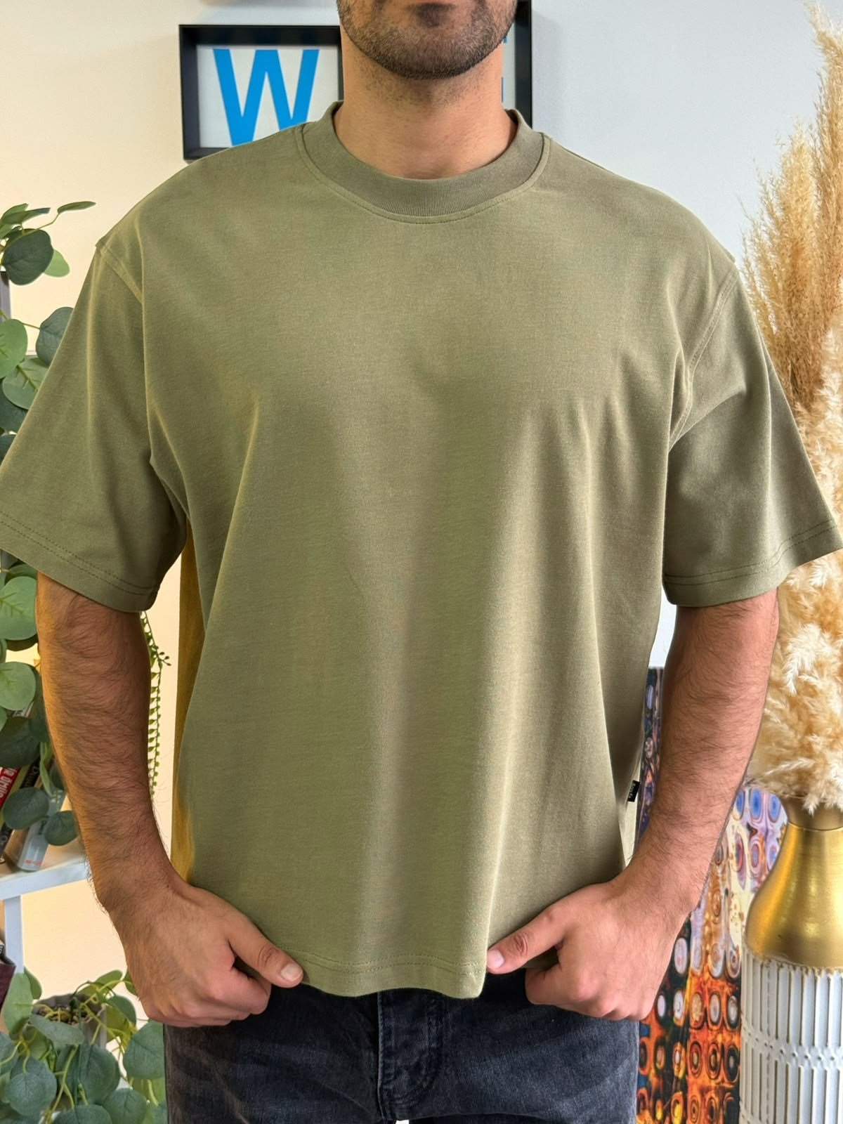 Yeşil Boxy Fit Pamuklu Tişört