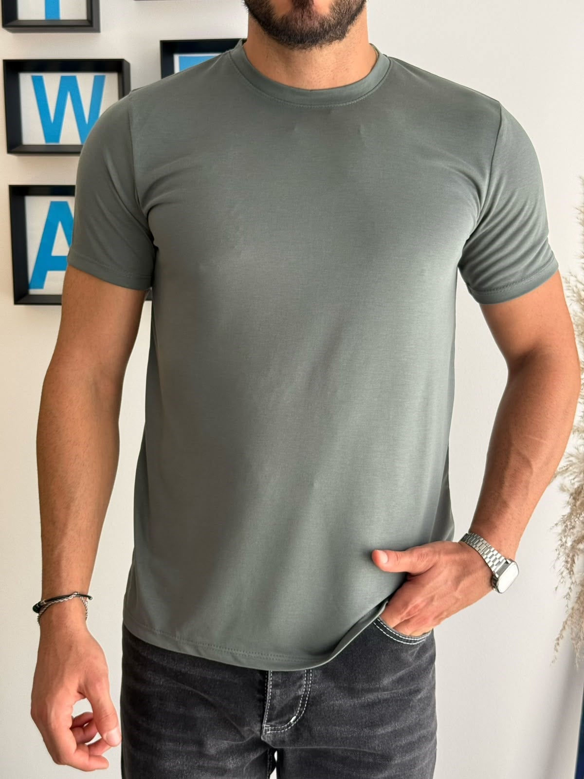 Yeşil Muscle Fit T-Shirt