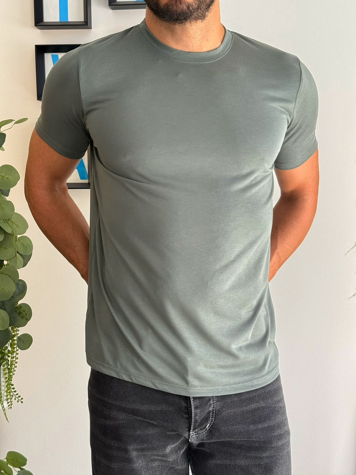 Yeşil Muscle Fit T-Shirt