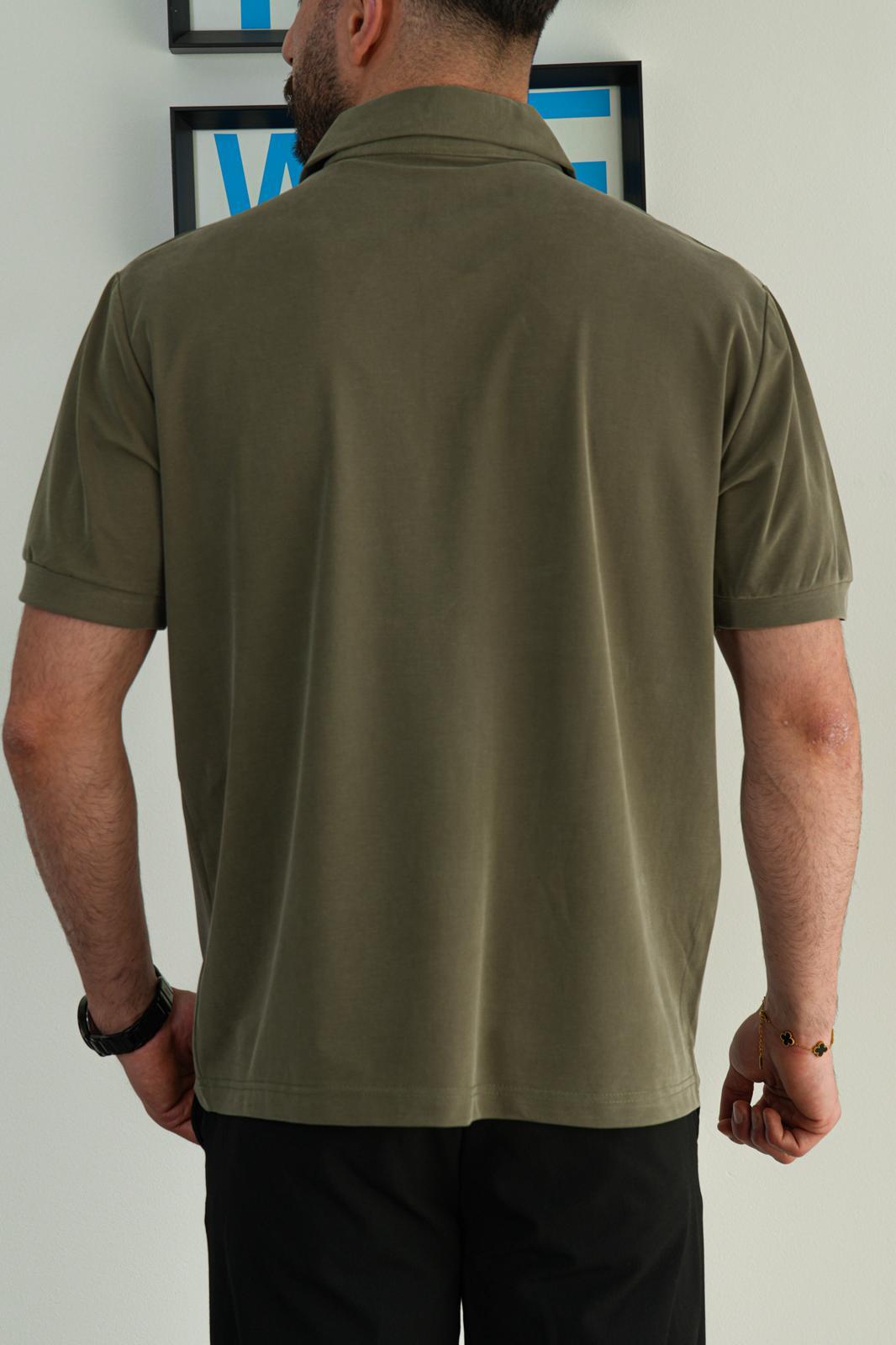 Yeşil Yazlık Osyho Kumaş Likralı Tam Kalıp Polo T-Shirt