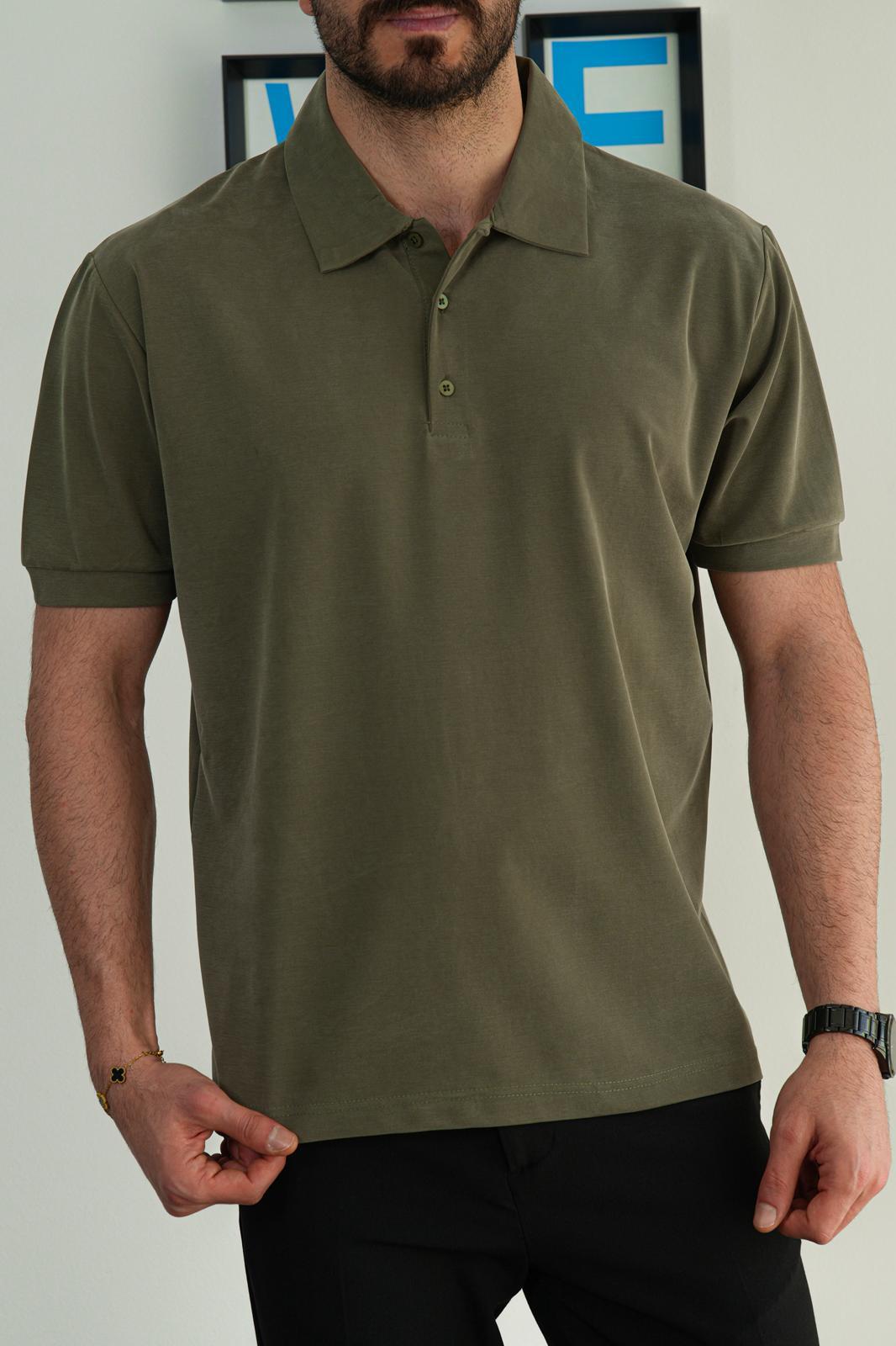 Yeşil Yazlık Osyho Kumaş Likralı Tam Kalıp Polo T-Shirt