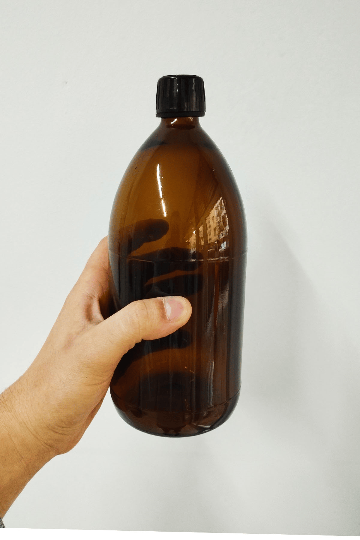 1000cc Amber Ecza Cam Şişe Kapaklı