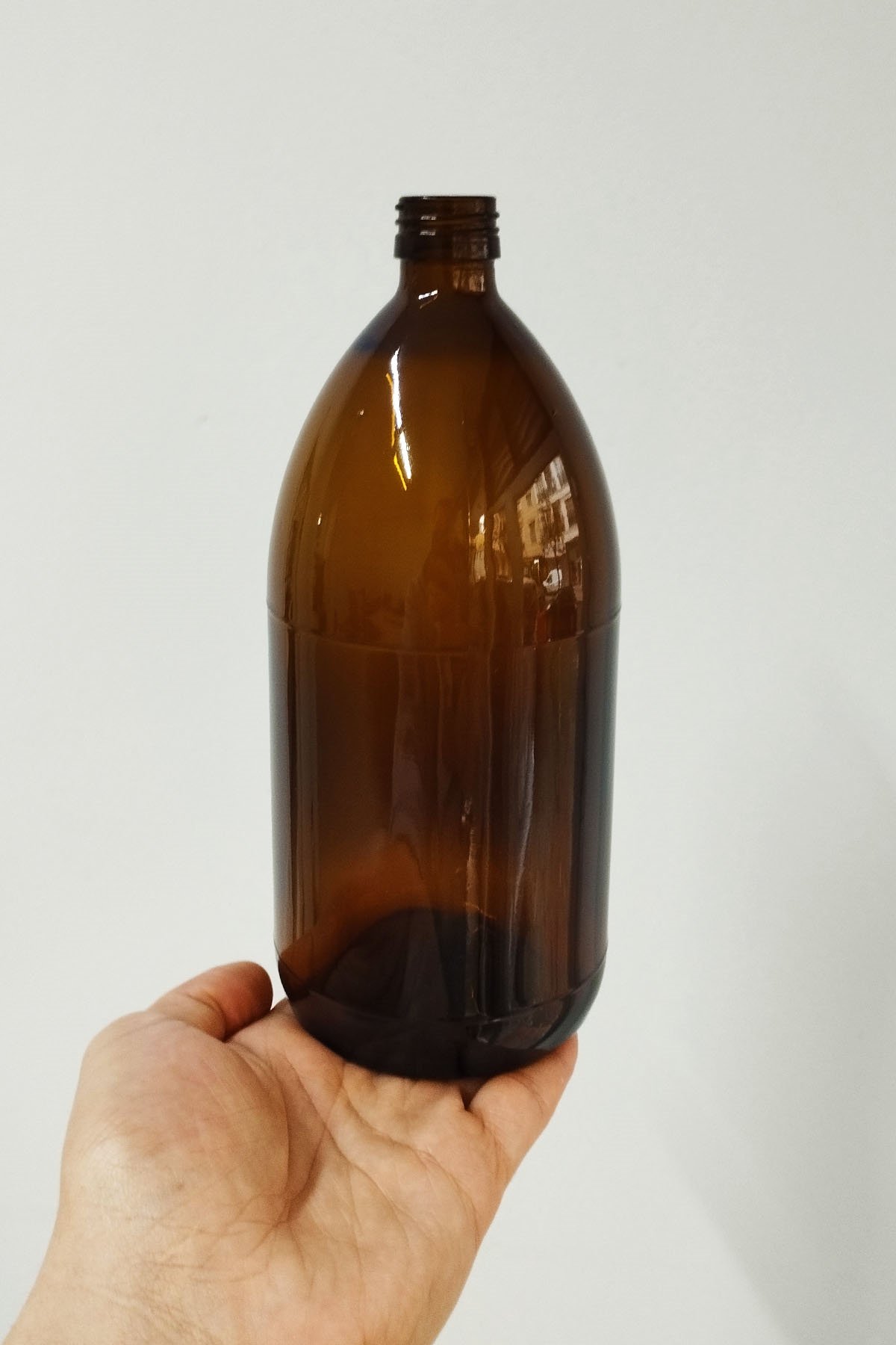 1000cc Amber Ecza Cam Şişe Kapaklı