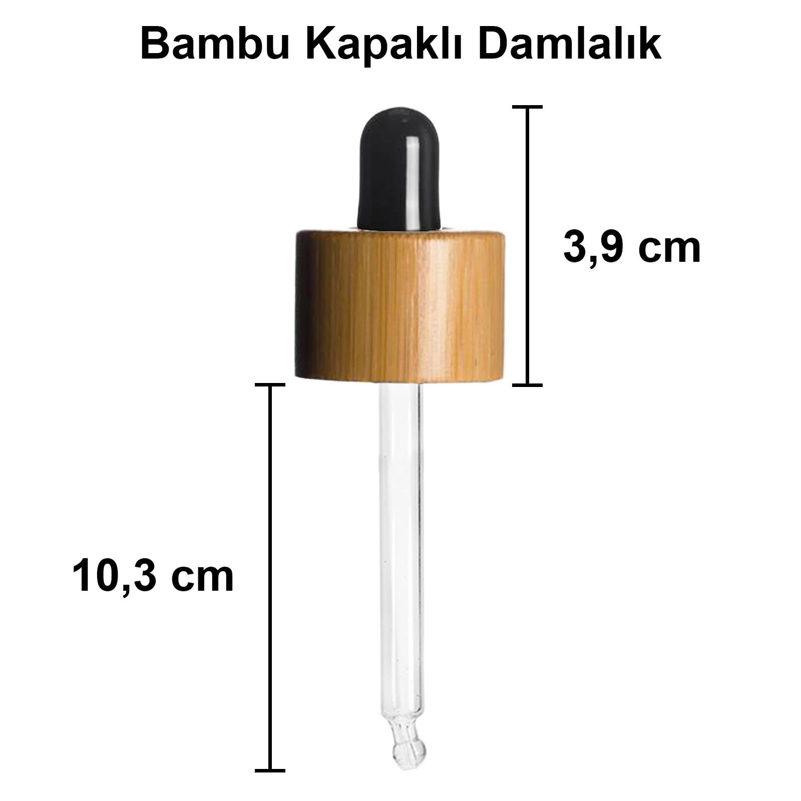 100cc Ahşap Bambu Damlalıklı Omuzlu Şeffaf Cam Şişe