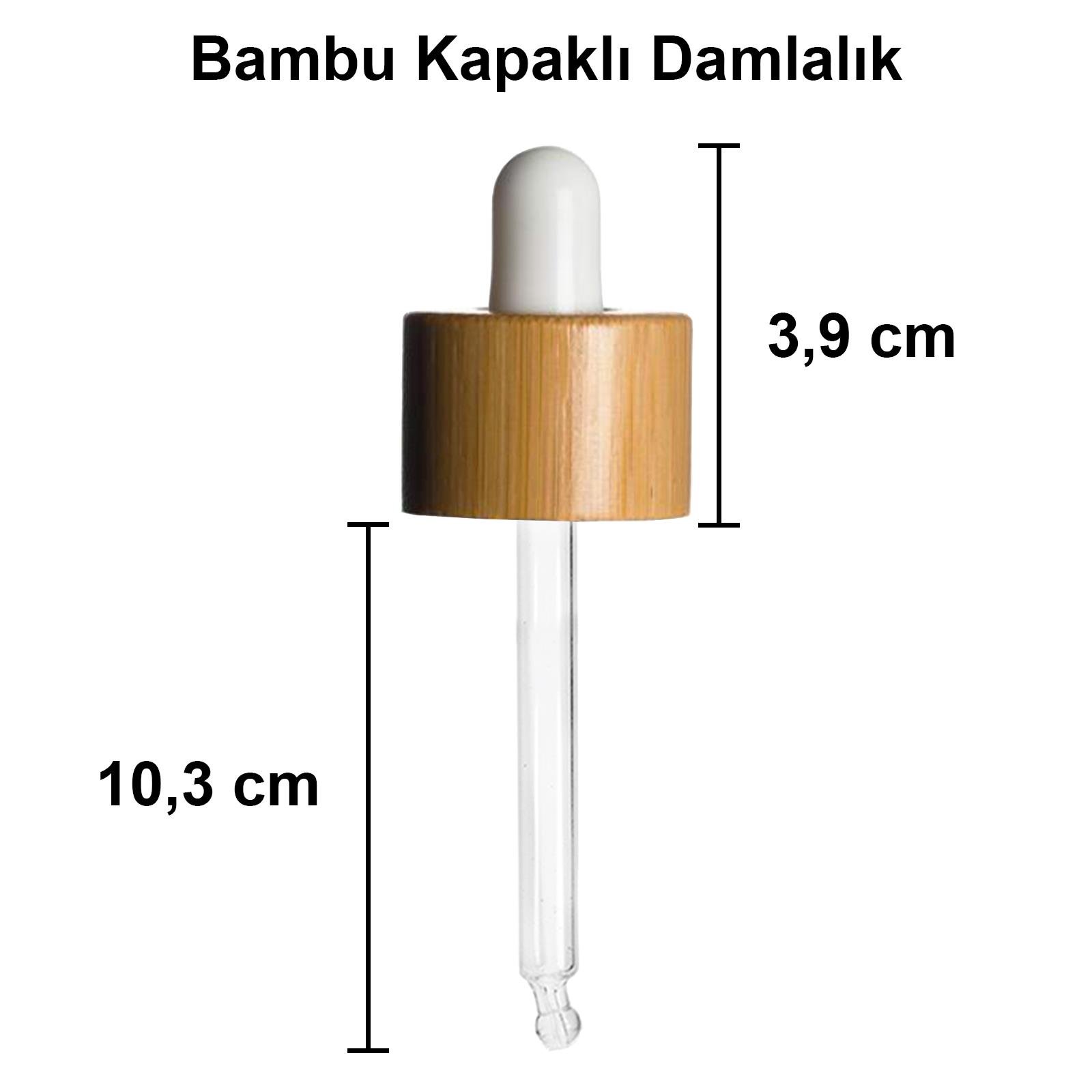 100cc Ahşap Bambu Damlalıklı Omuzlu Şeffaf Cam Şişe