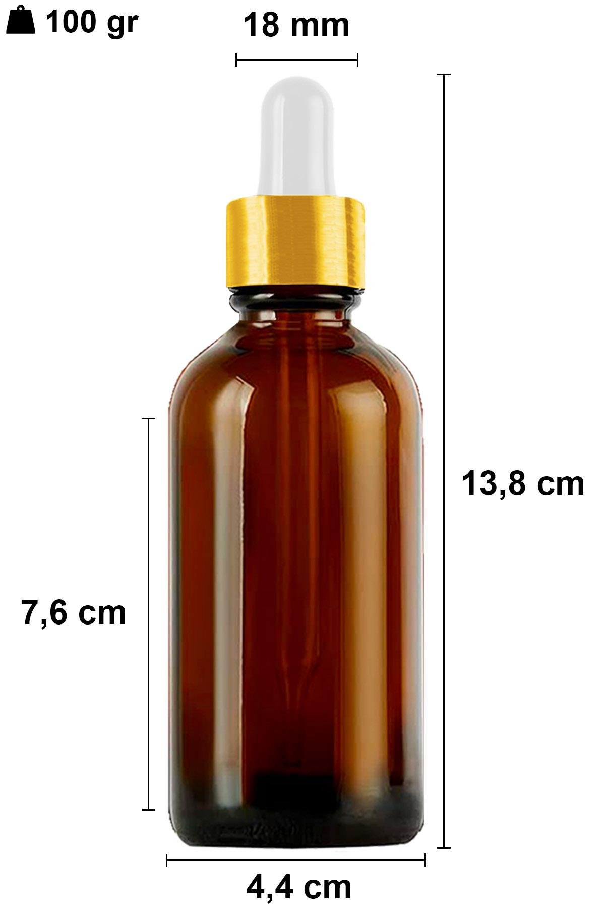 100cc Metal Damlalıklı Amber Cam Şişe