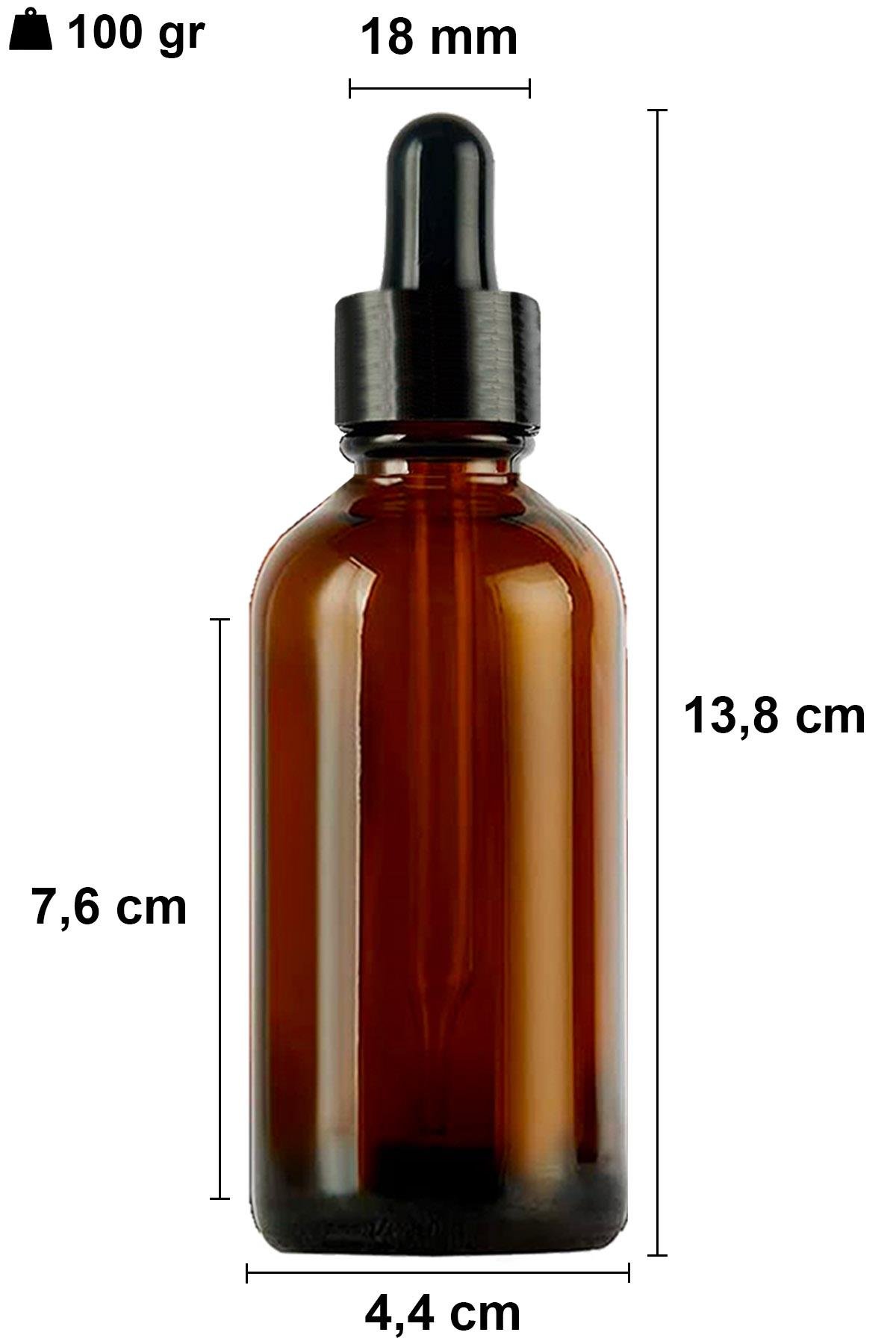 100cc Metal Damlalıklı Amber Cam Şişe