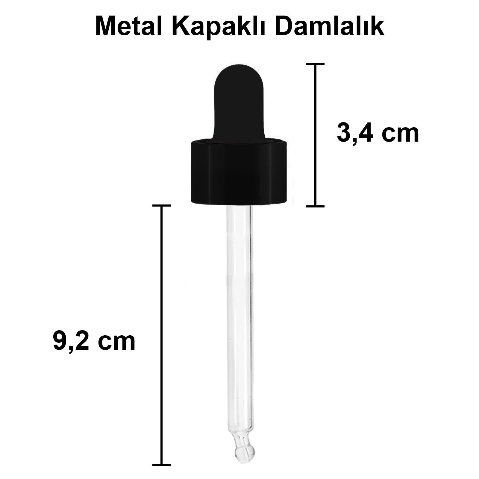 100cc Metal Damlalıklı Amber Cam Şişe