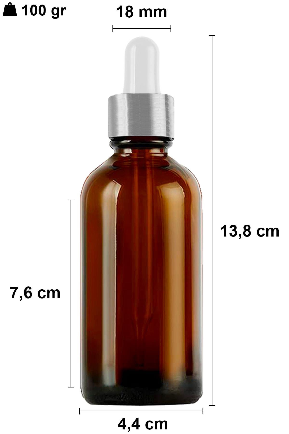 100cc Metal Damlalıklı Amber Cam Şişe