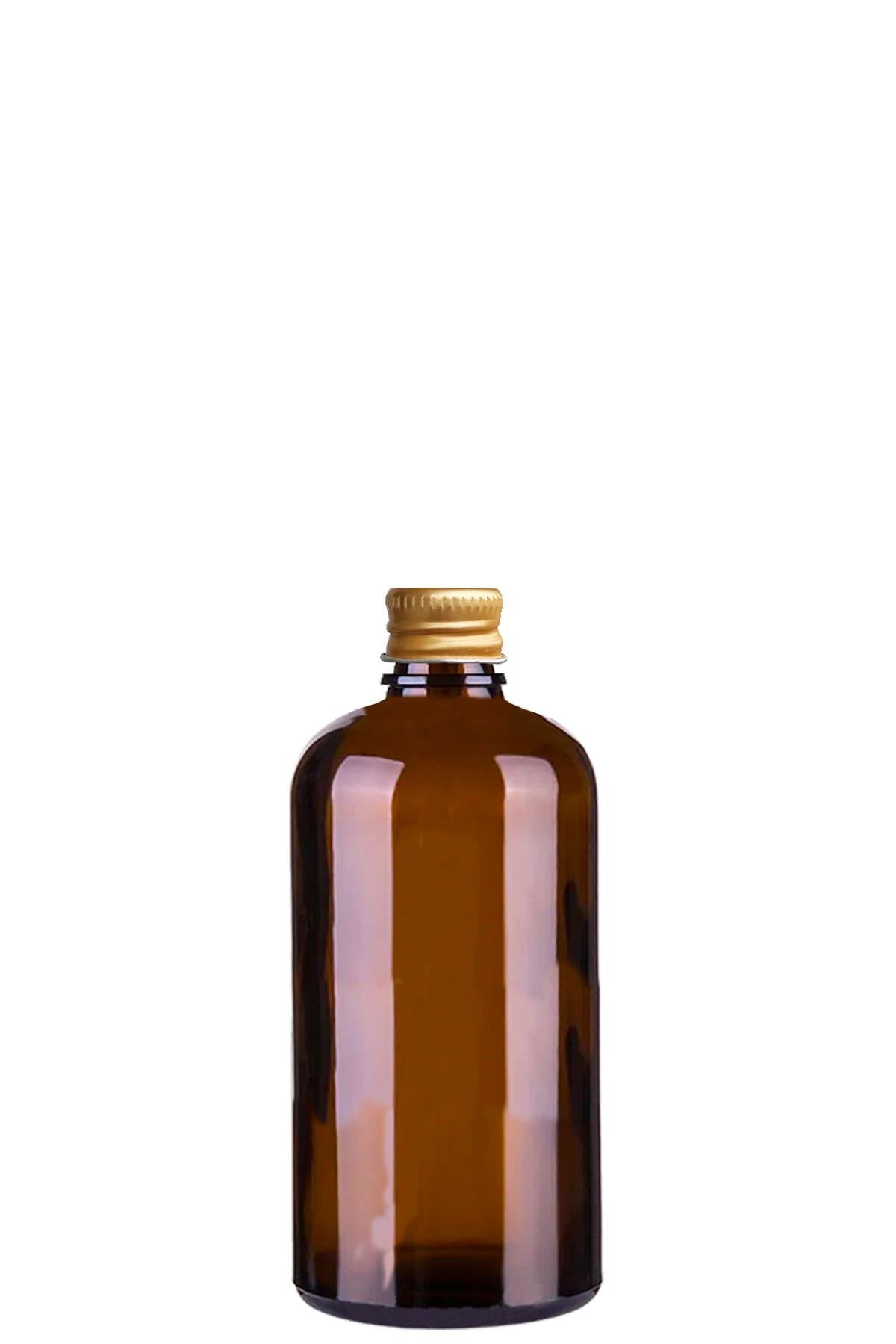 100cc Metal Kapaklı Amber Cam Şişe