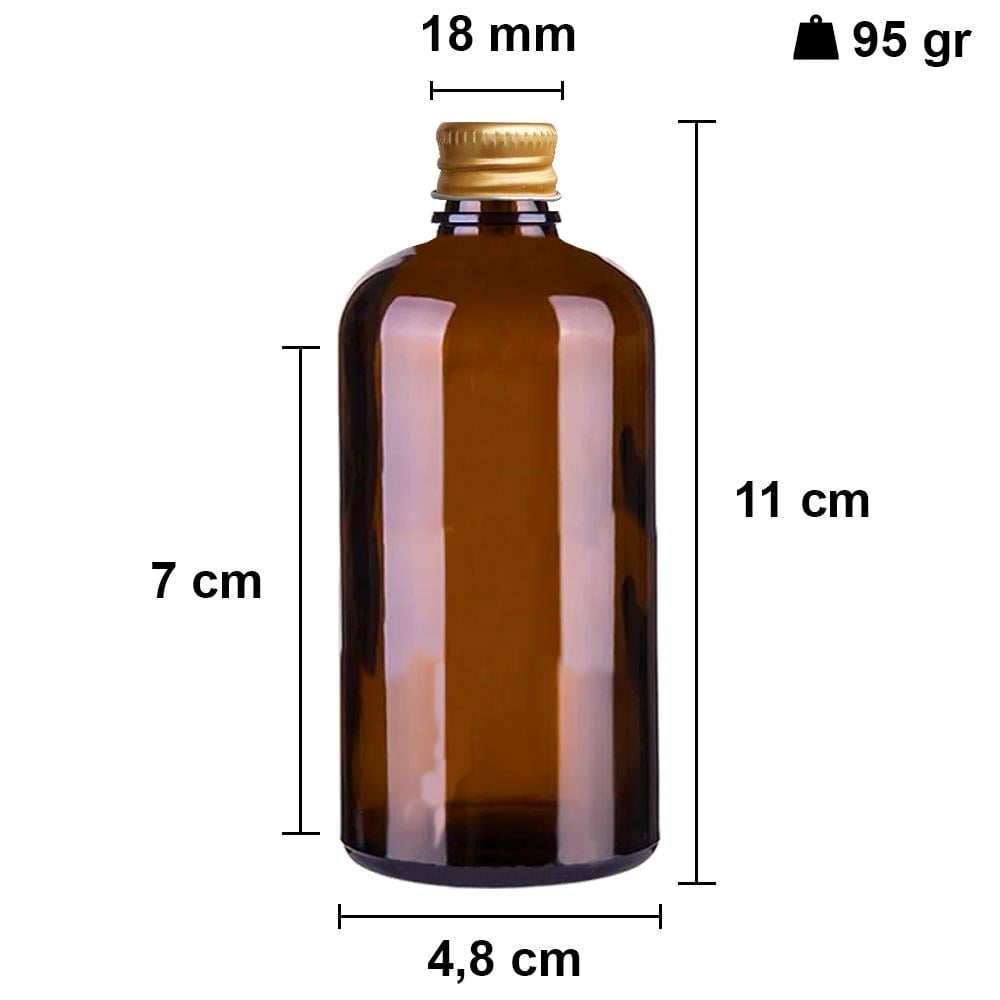 100cc Metal Kapaklı Amber Cam Şişe