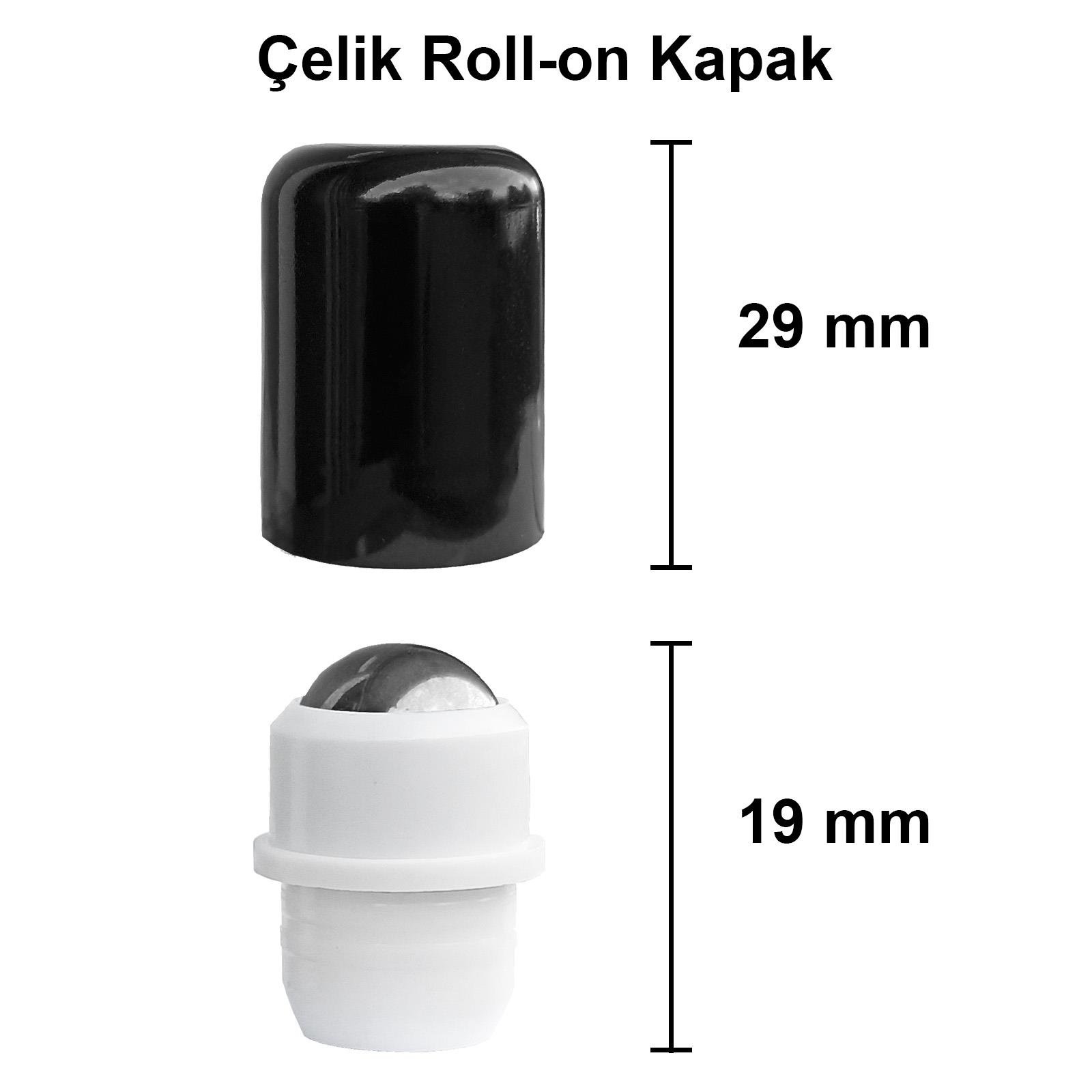 100cc Siyah Çelik Roll On Amber Cam Şişe